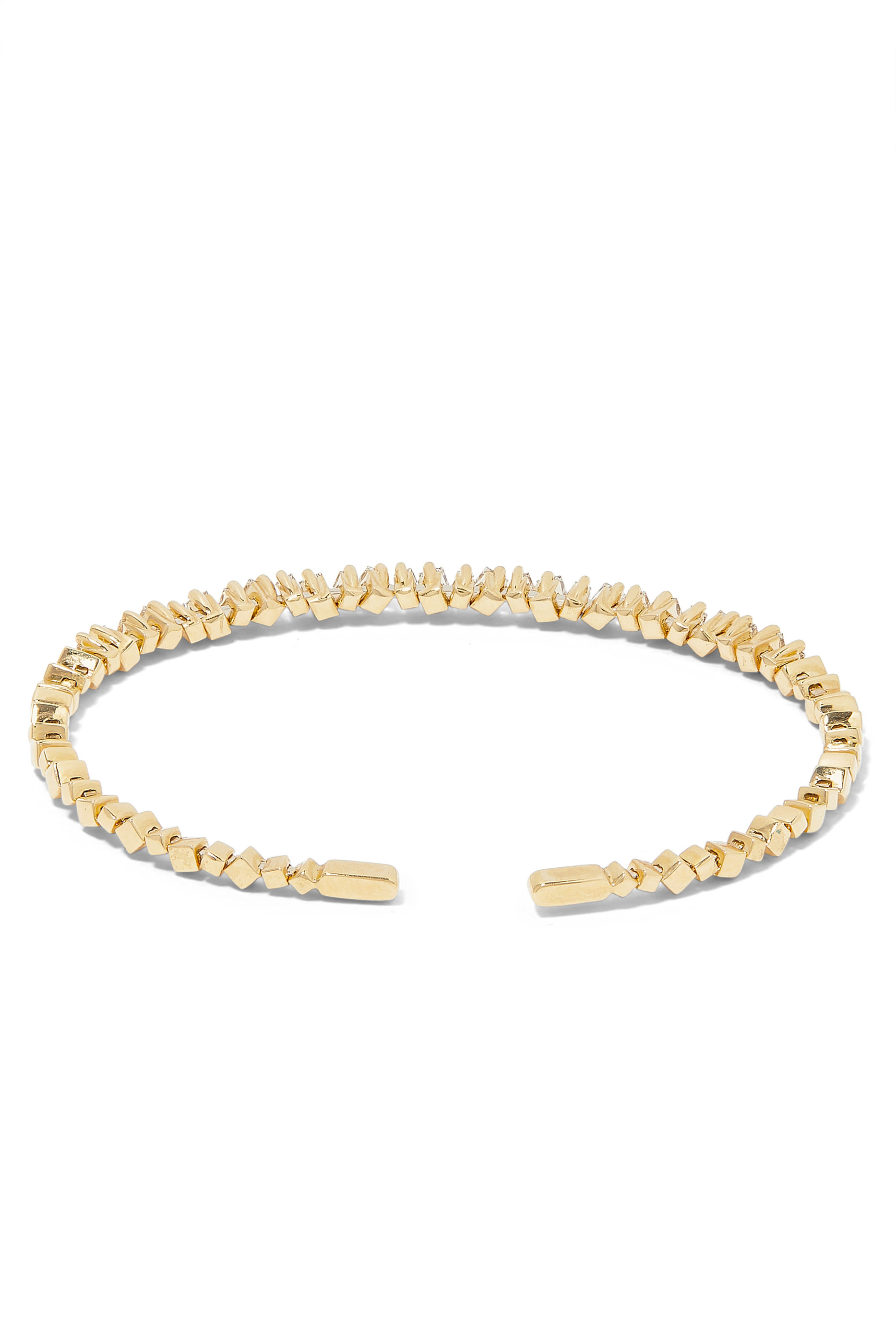Uneven Thin Bangle, 18K Yellow Gold & Diamond