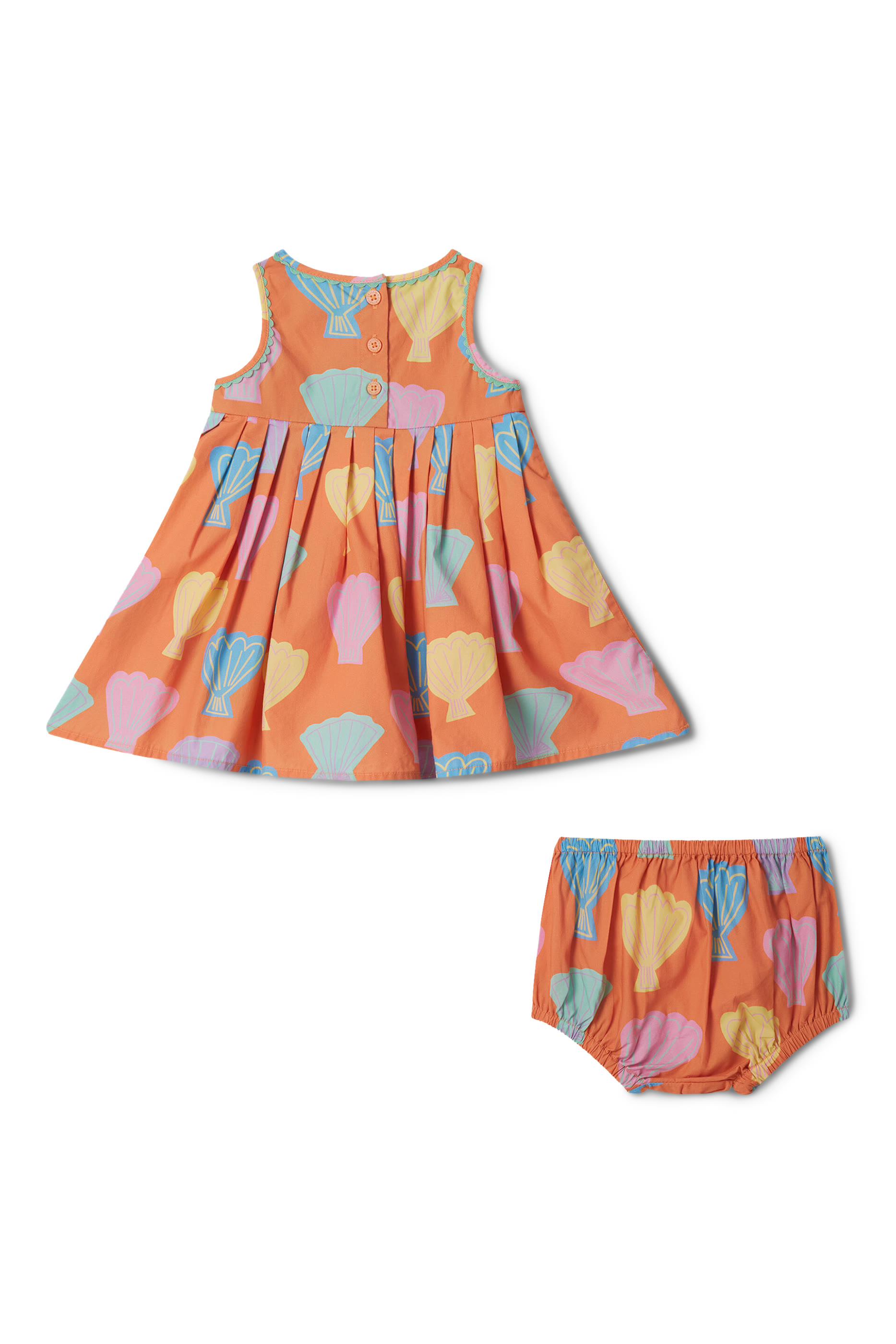 Kids Seashell Print Dress & Bloomers Set