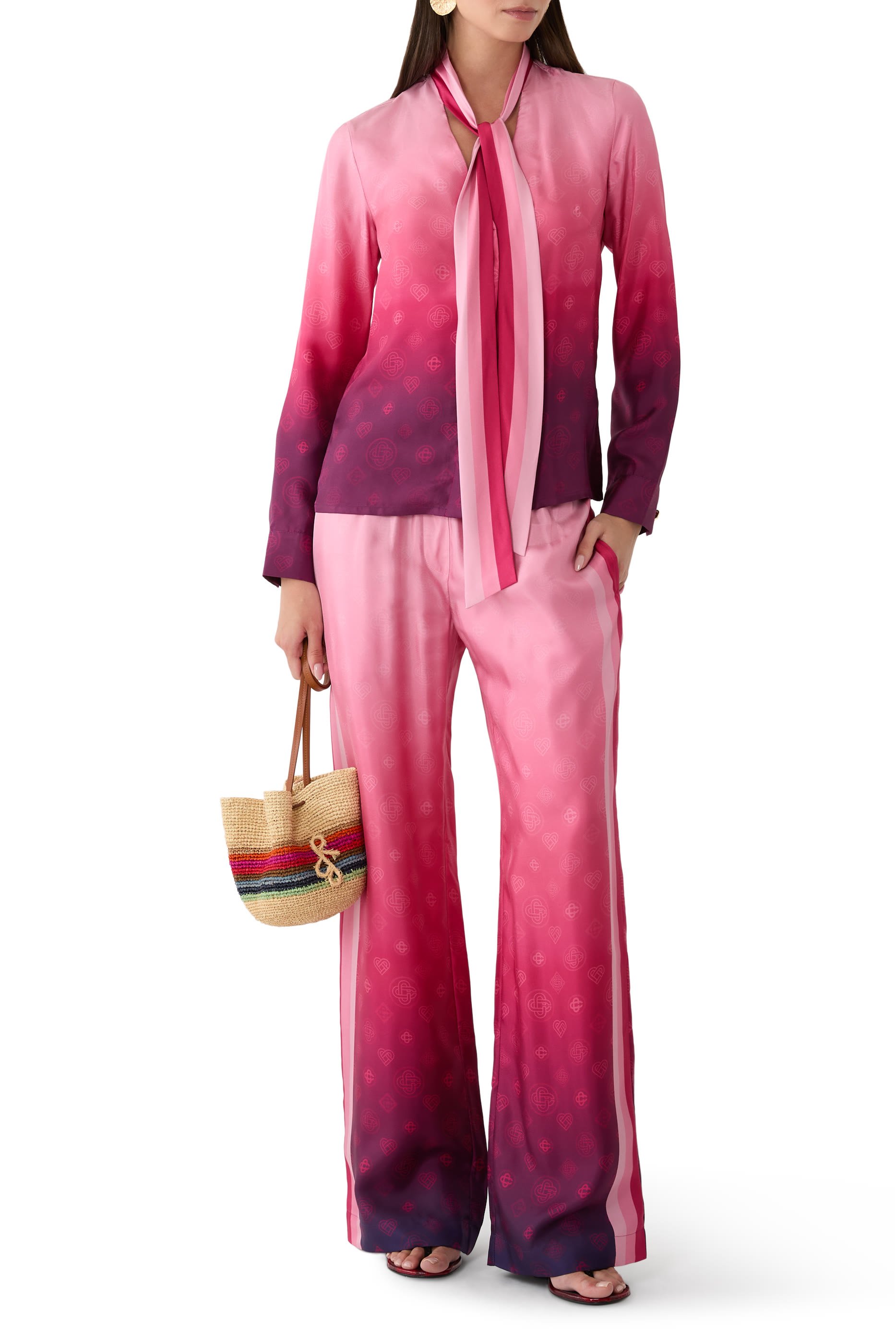 Monogram Silk Trousers