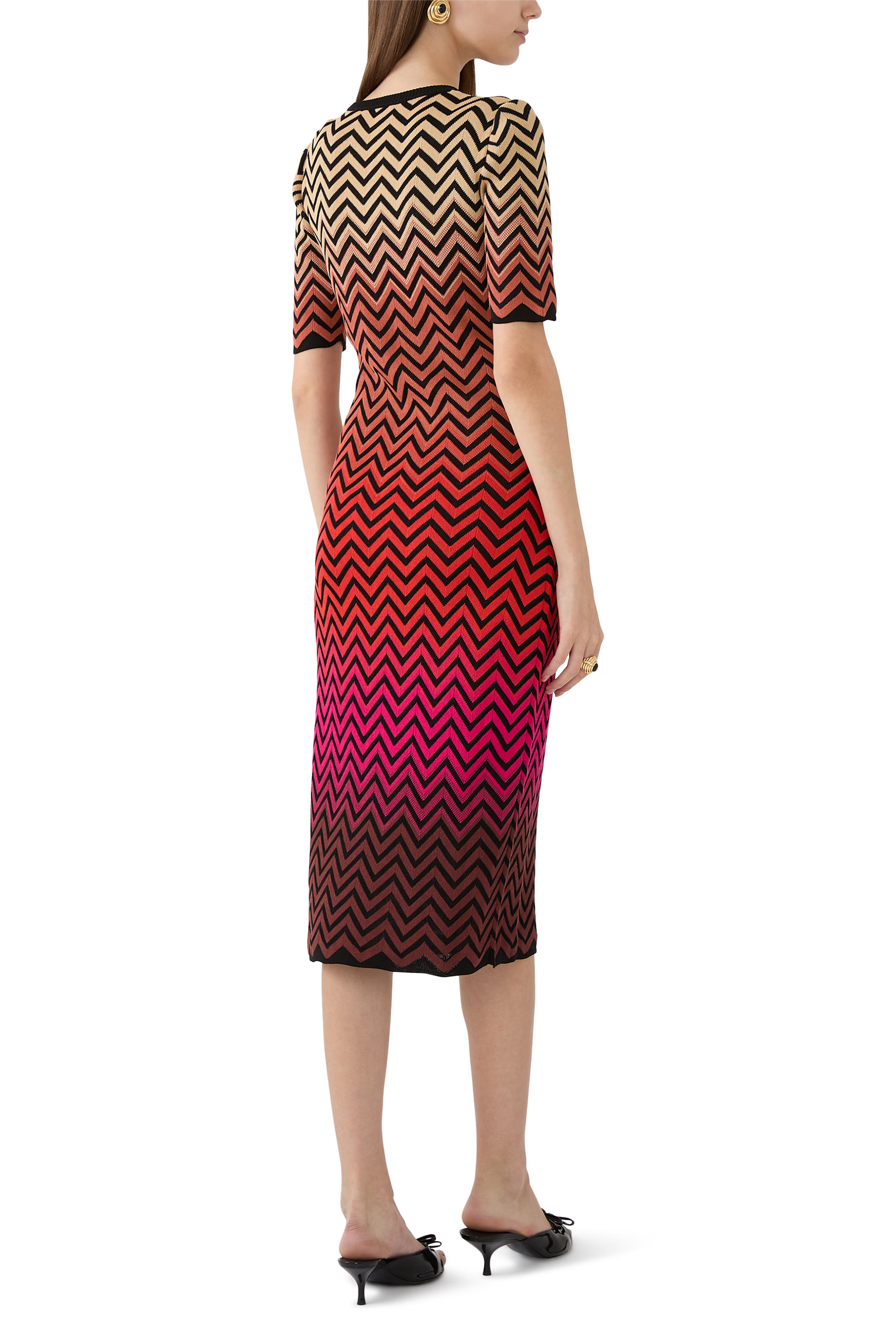 D&eacute;grad&eacute; Chevron Motif Midi Dress