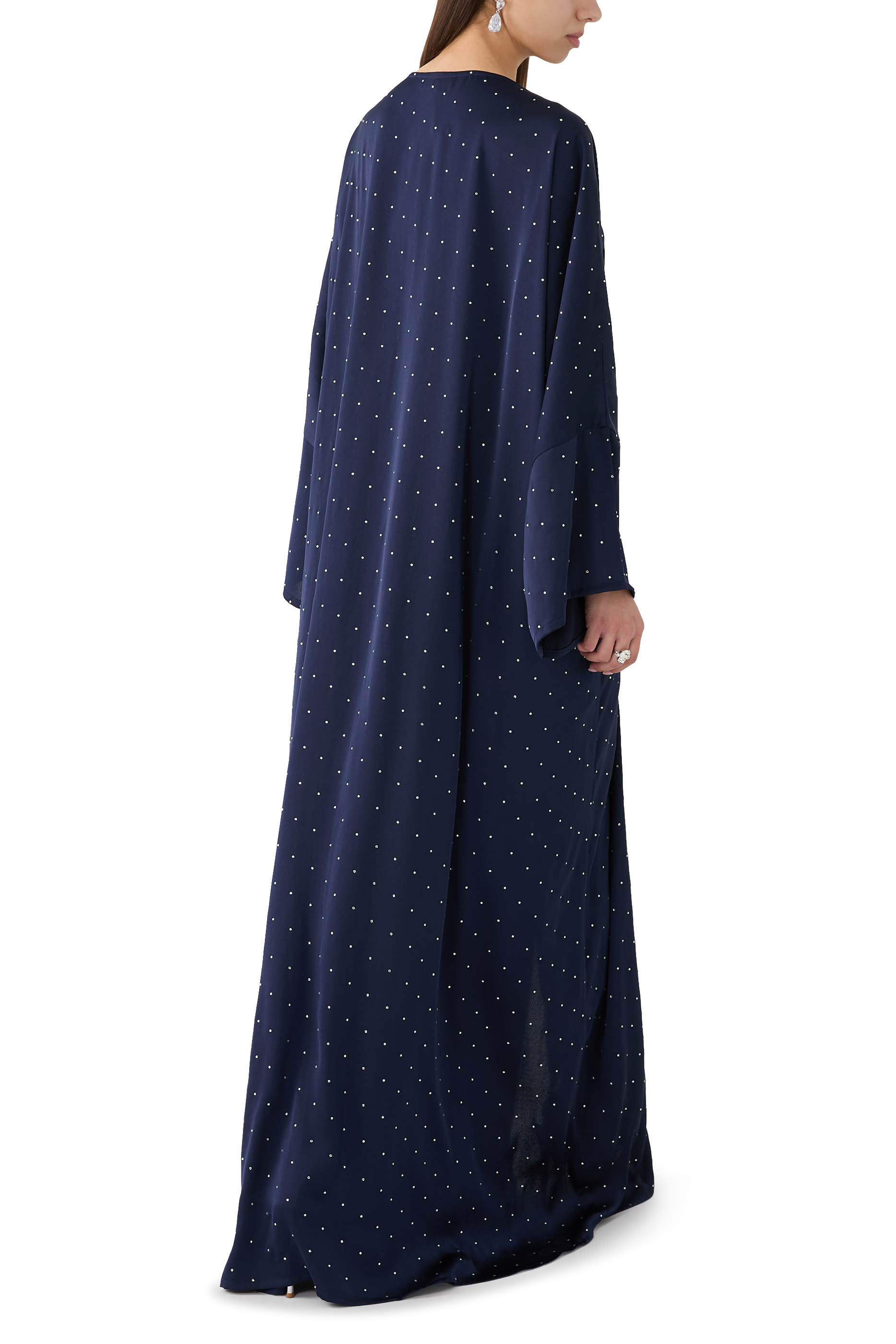 Studded Satin Bisht/Abaya with Neck Tie
