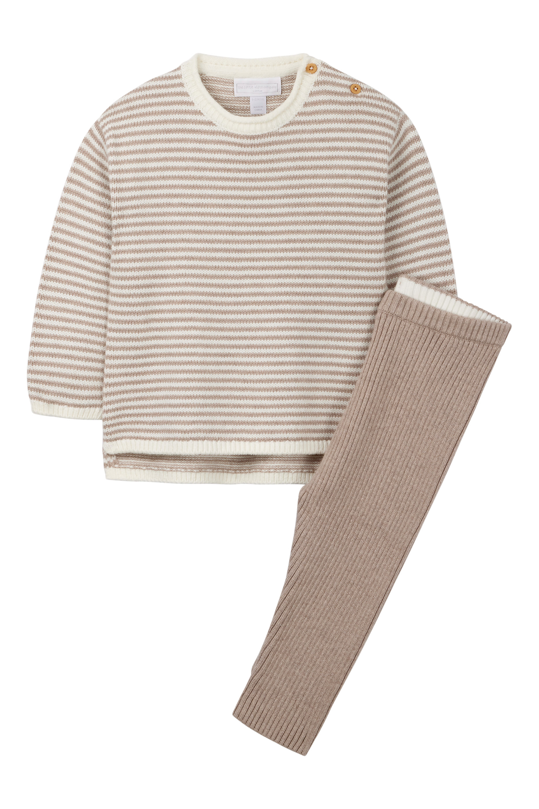 Kids Cotton Wool Blend Striped Jumper & Leggings Set