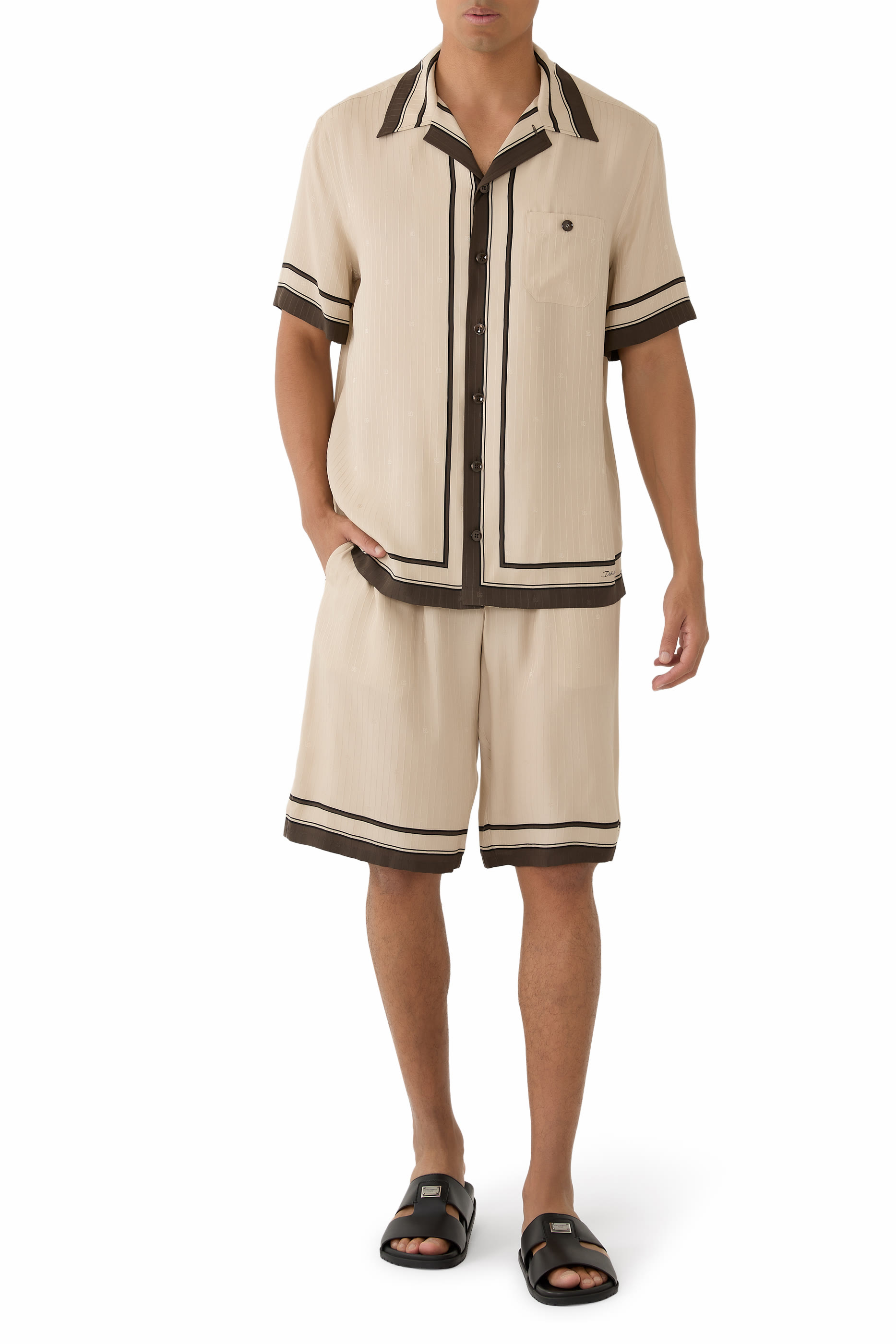 Logo-Print Striped Jacquard Martini Shirt