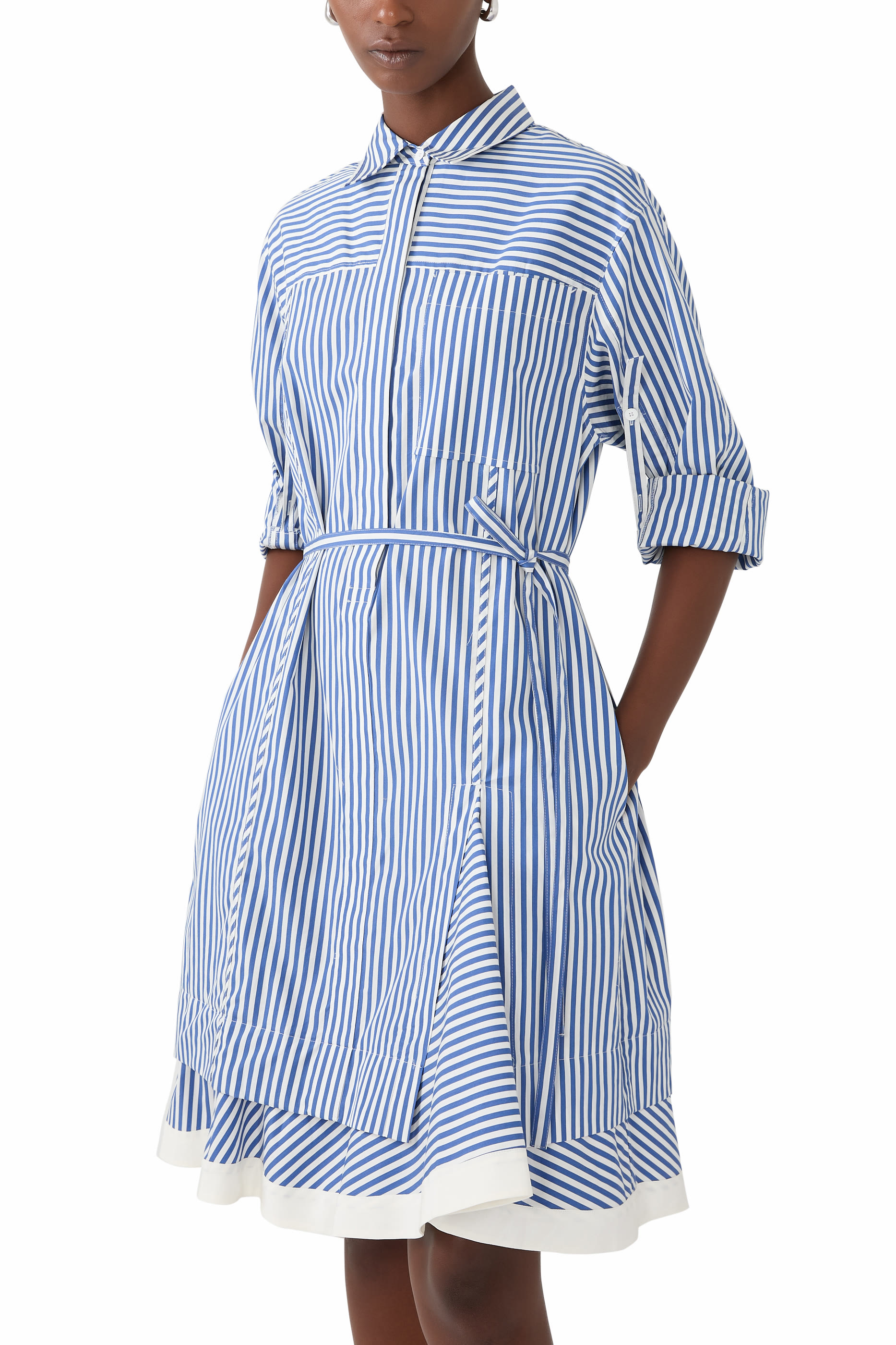 Stripe Shirt with Cascade Sleeves