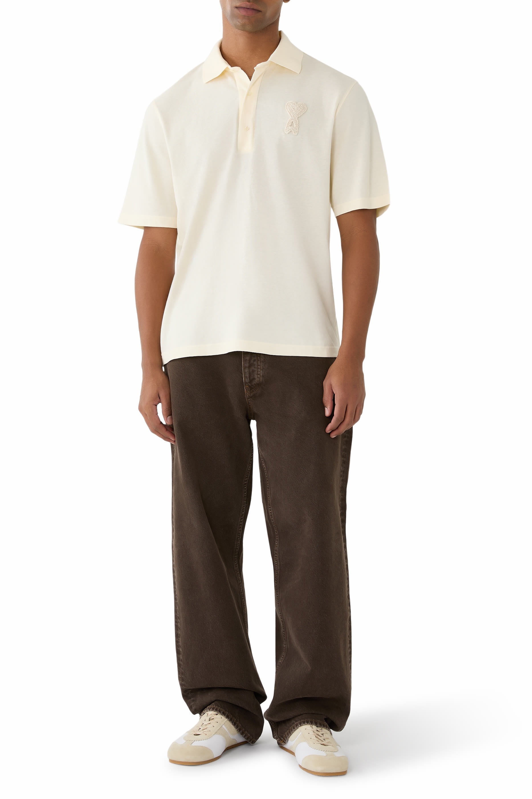 Cotton Ami De Coeur Knitted Patch Polo Shirt