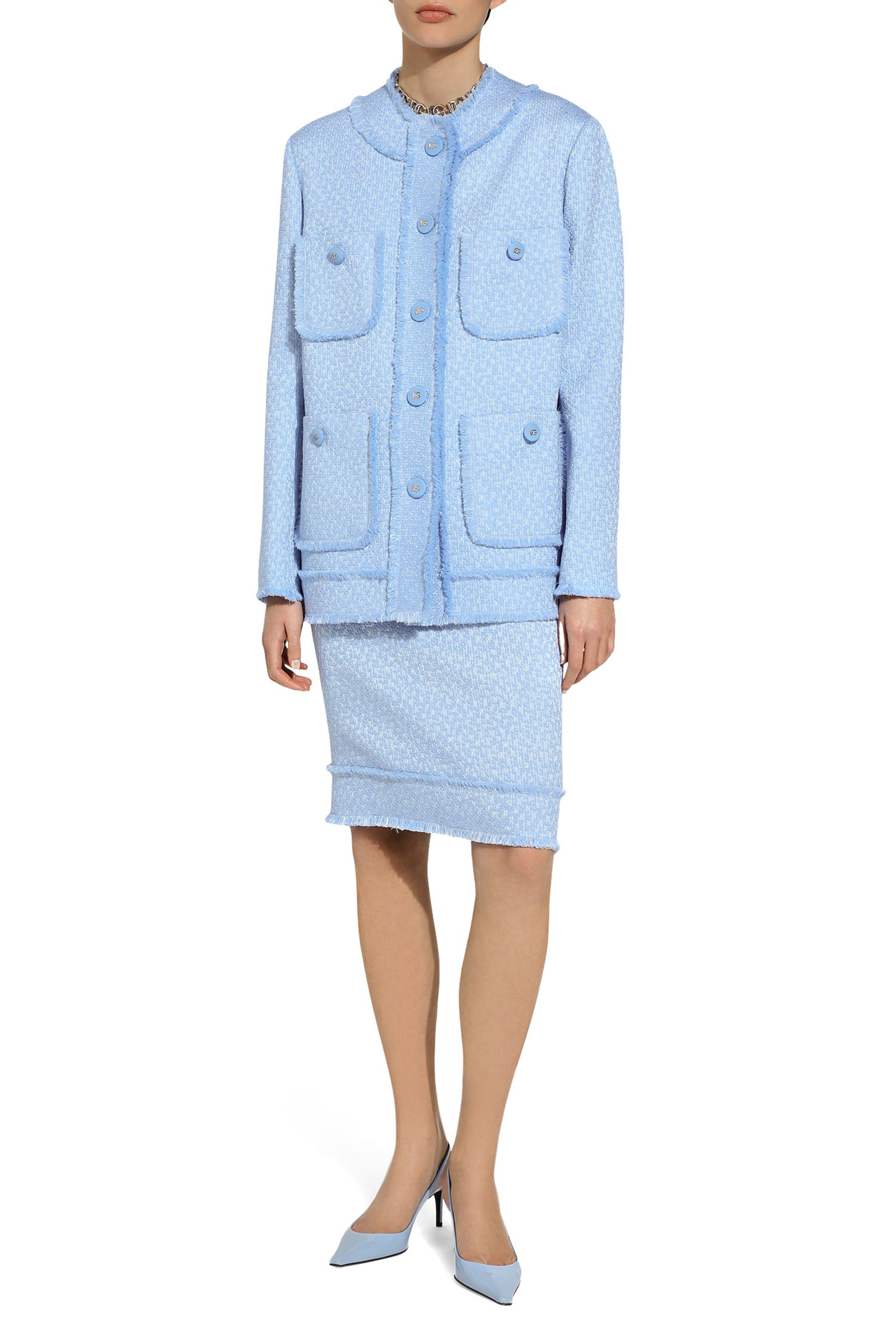 Single-Breasted Raschel Tweed Jacket