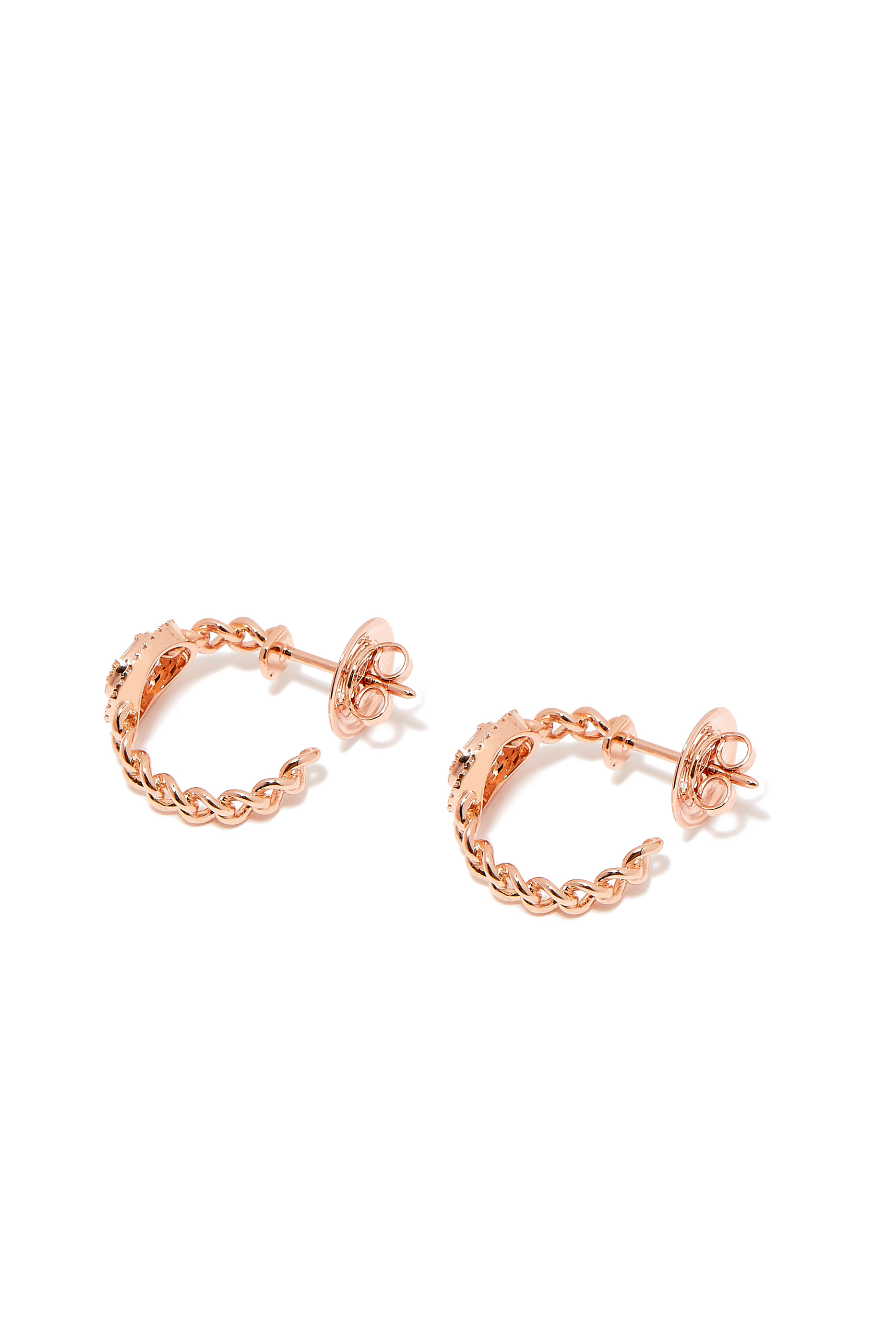 Quwa Oval Earrings, 18k Rose Gold & Diamonds