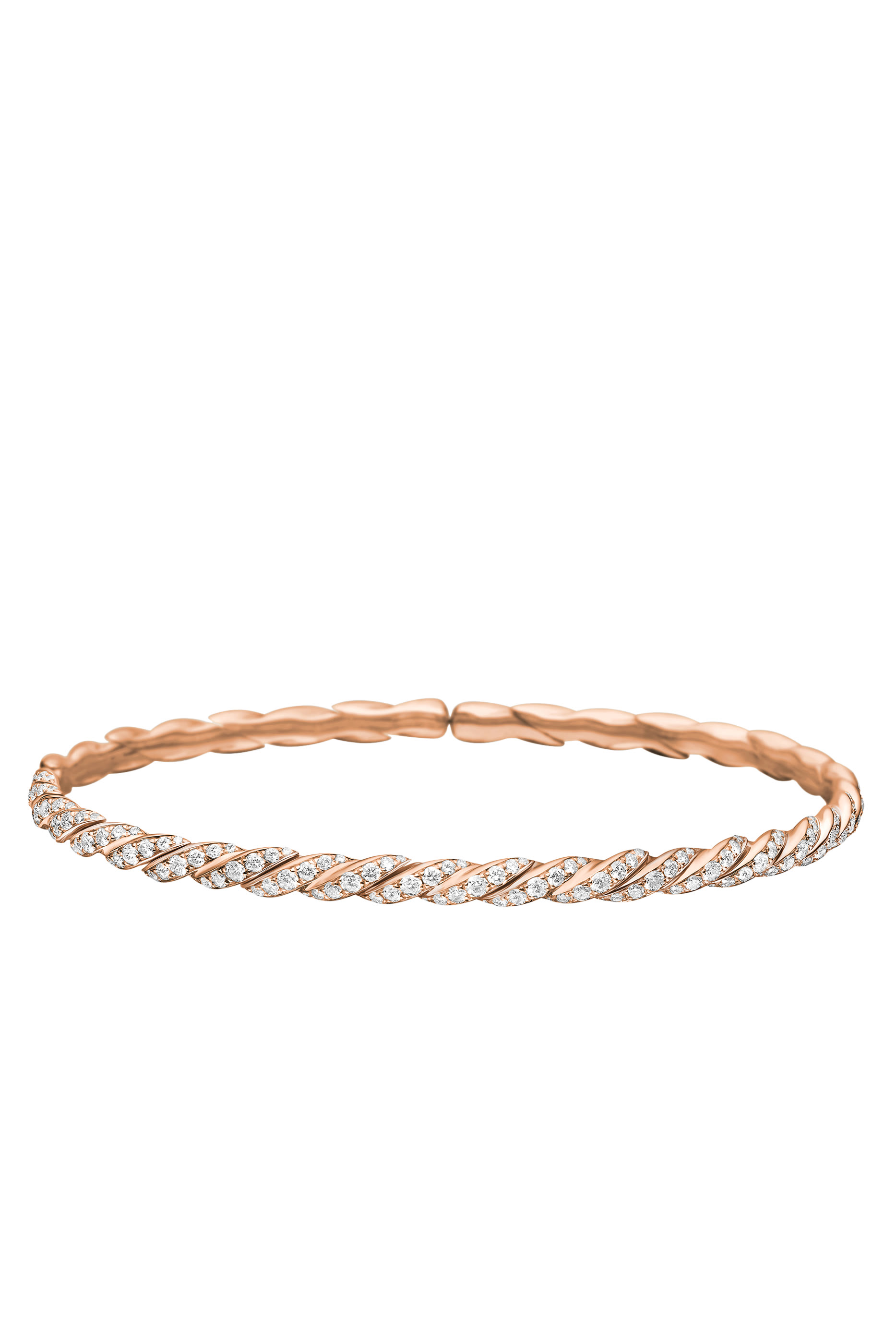 Sculpted Cable Flex Bracelet, 18K Rose Gold & Diamonds 