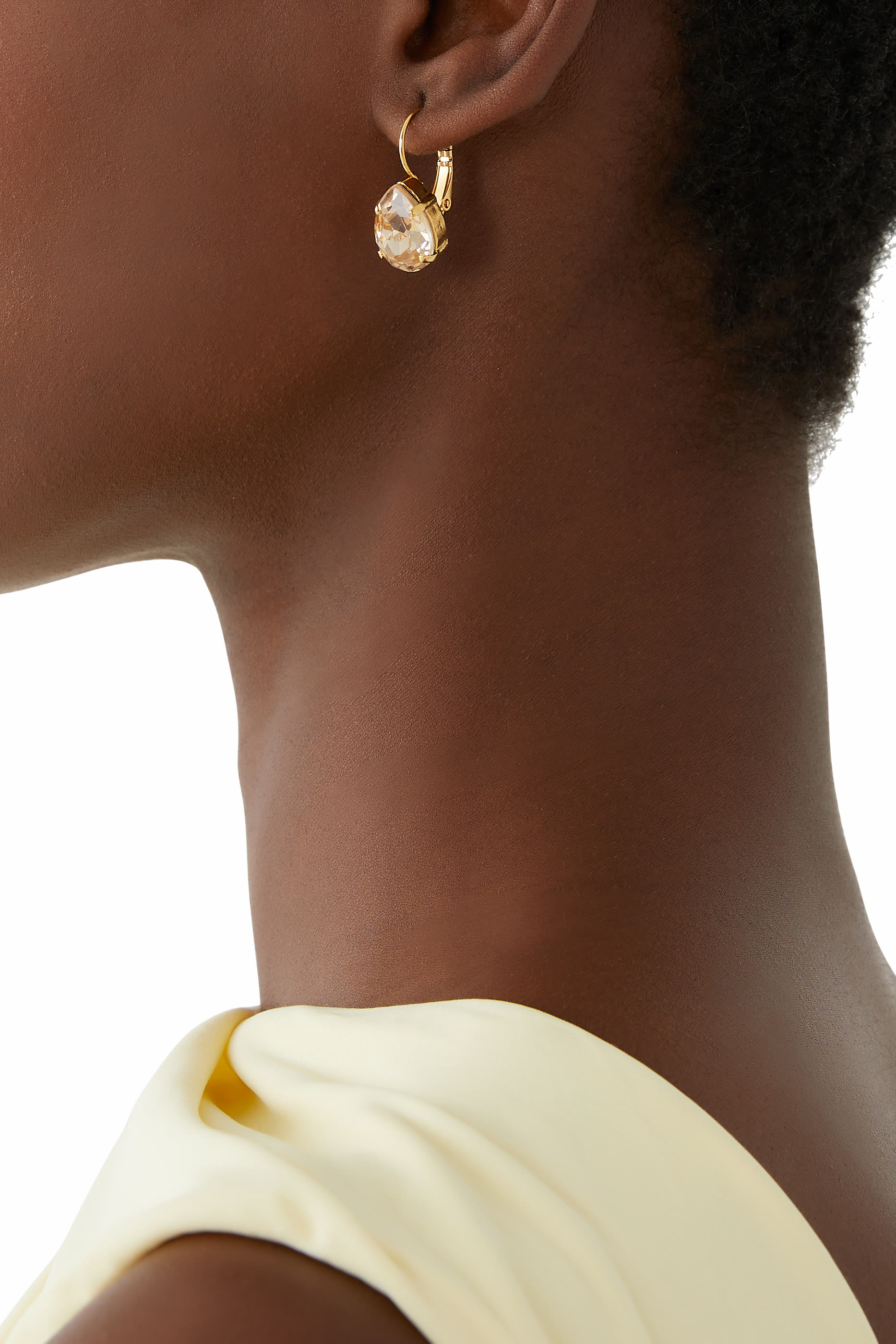 Mini Drop Clasp Earrings, 18K Gold Plating & Crystals