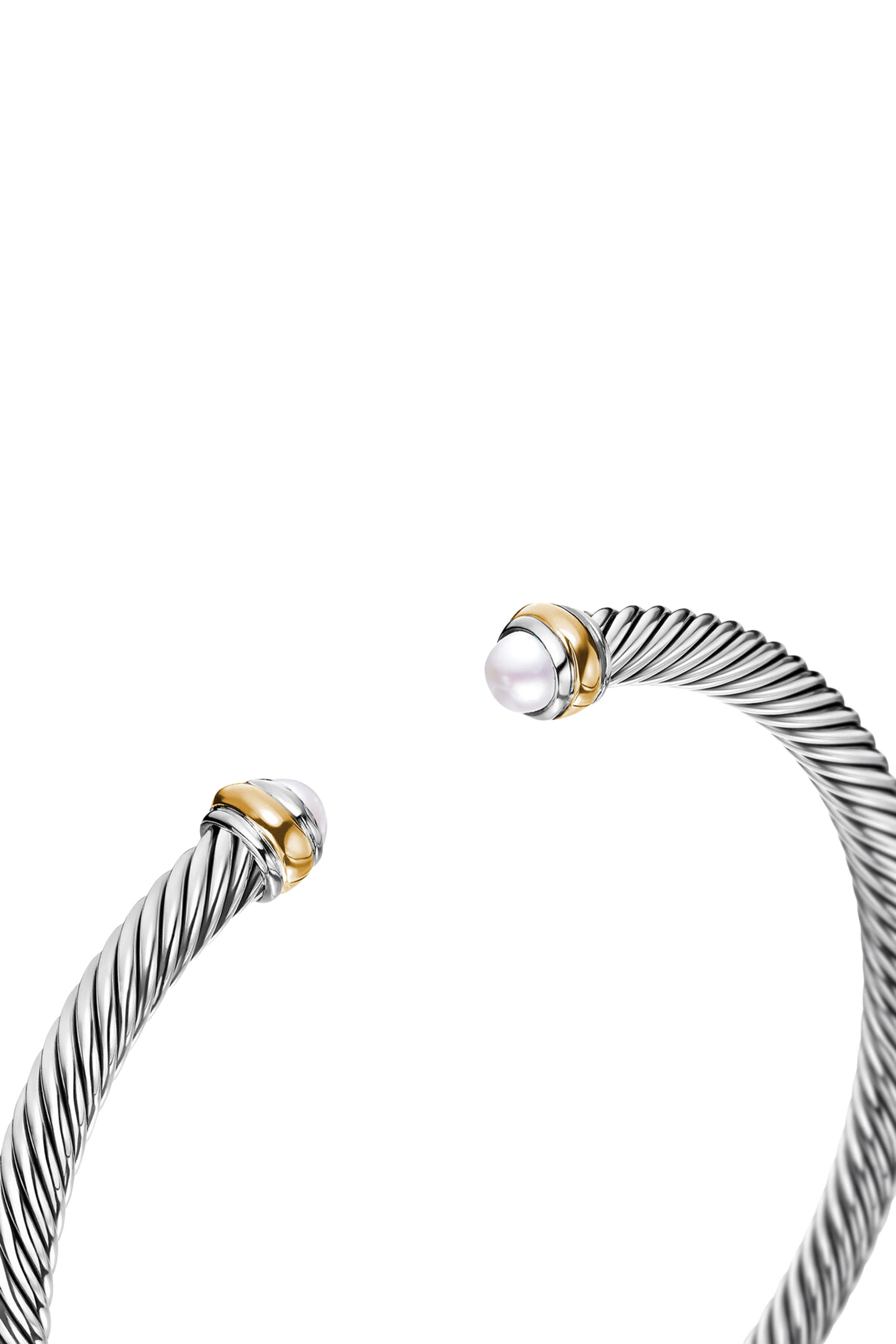 Classic Cable Bracelet, 18K Yellow Gold with Sterling Silver & Pearls