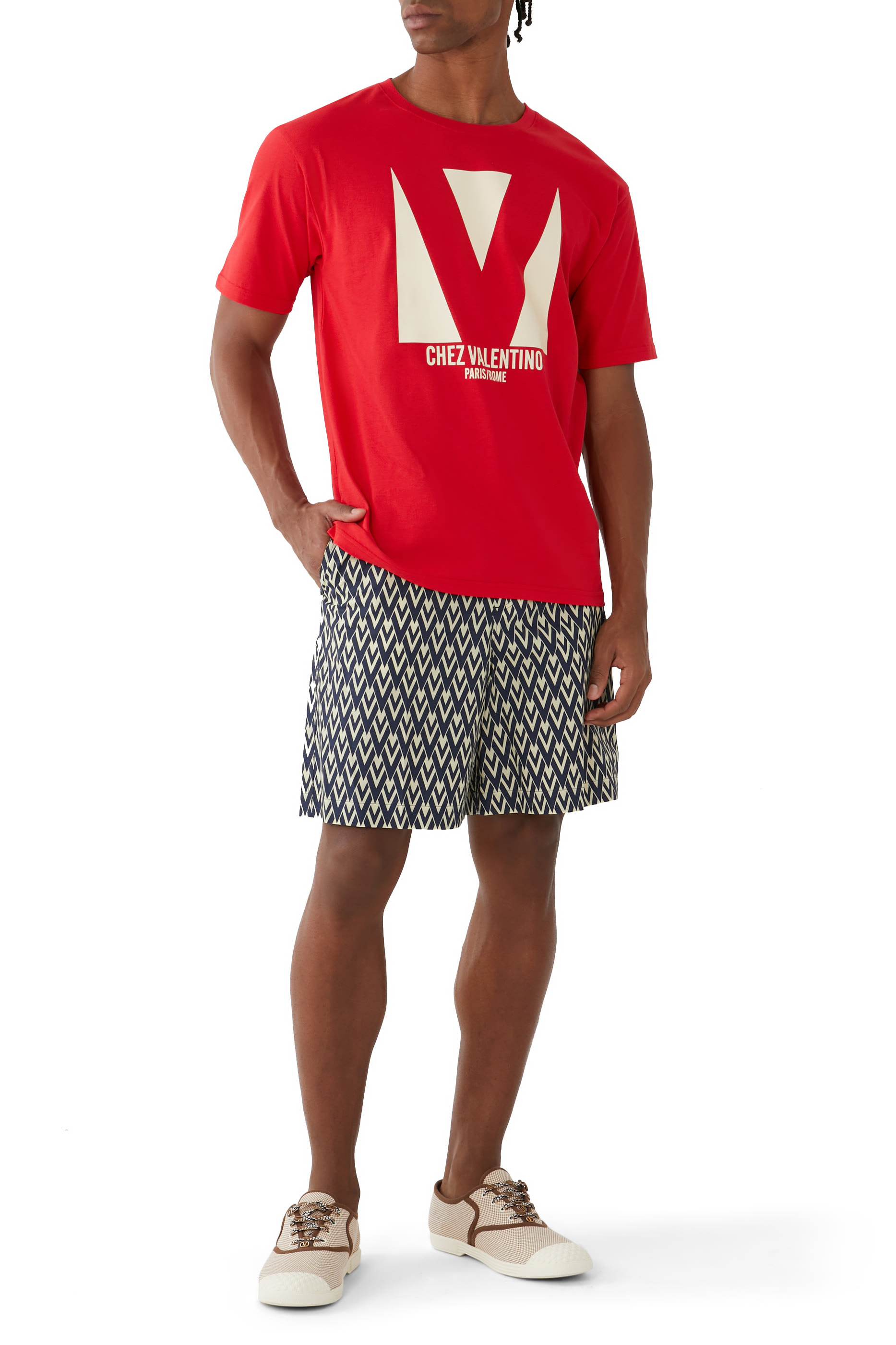 Chez Valentino Print Cotton T-Shirt