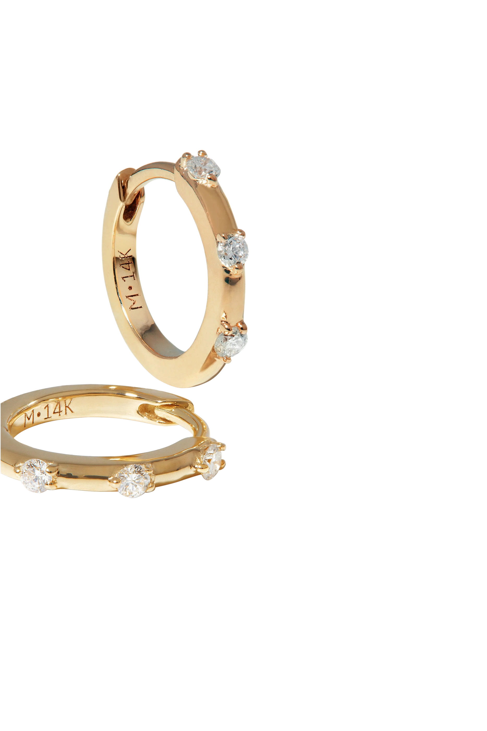 Fine Diamond Studded Huggies, 14k Gold & Diamonds