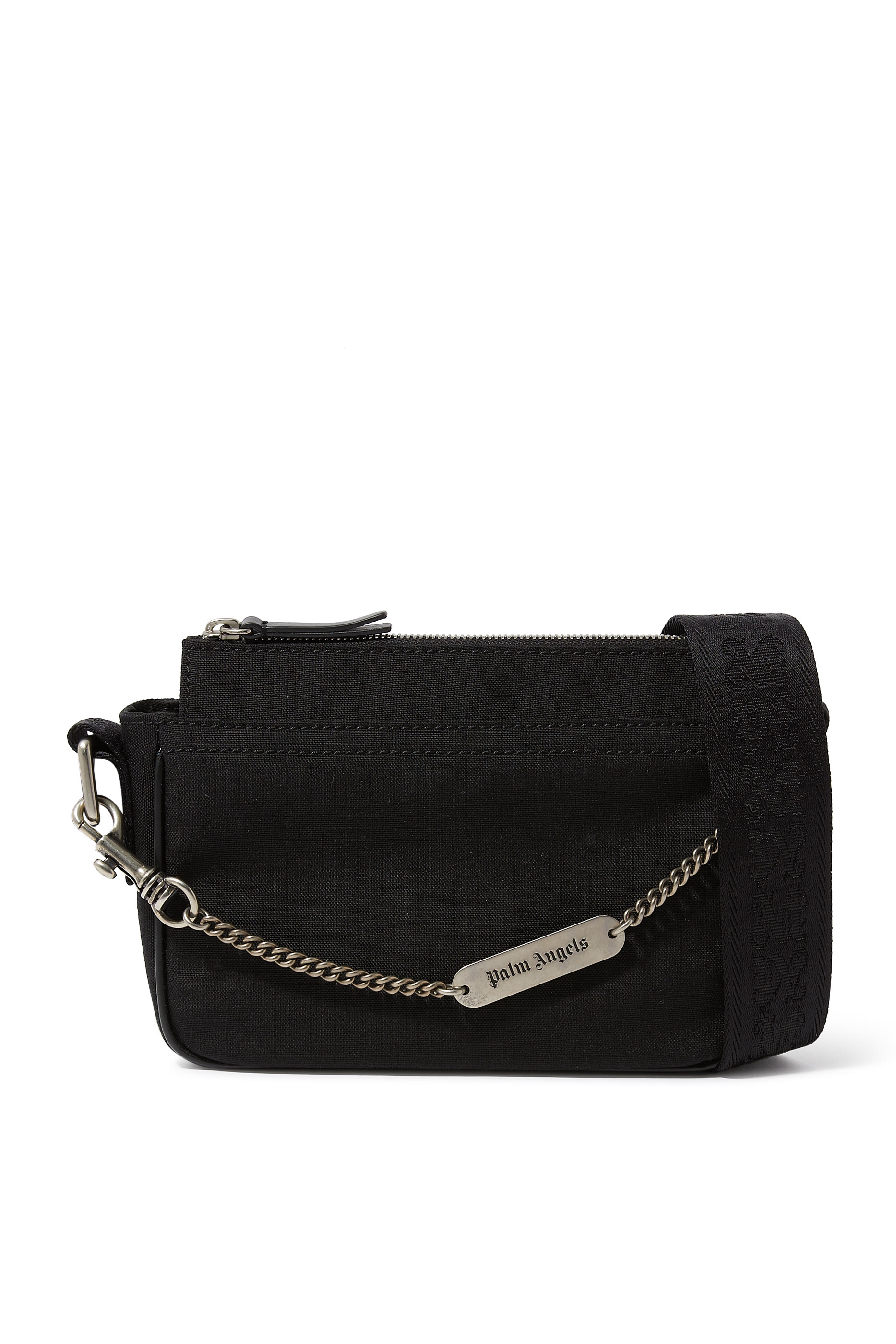 Metallic Logo Plate Crossbody Bag