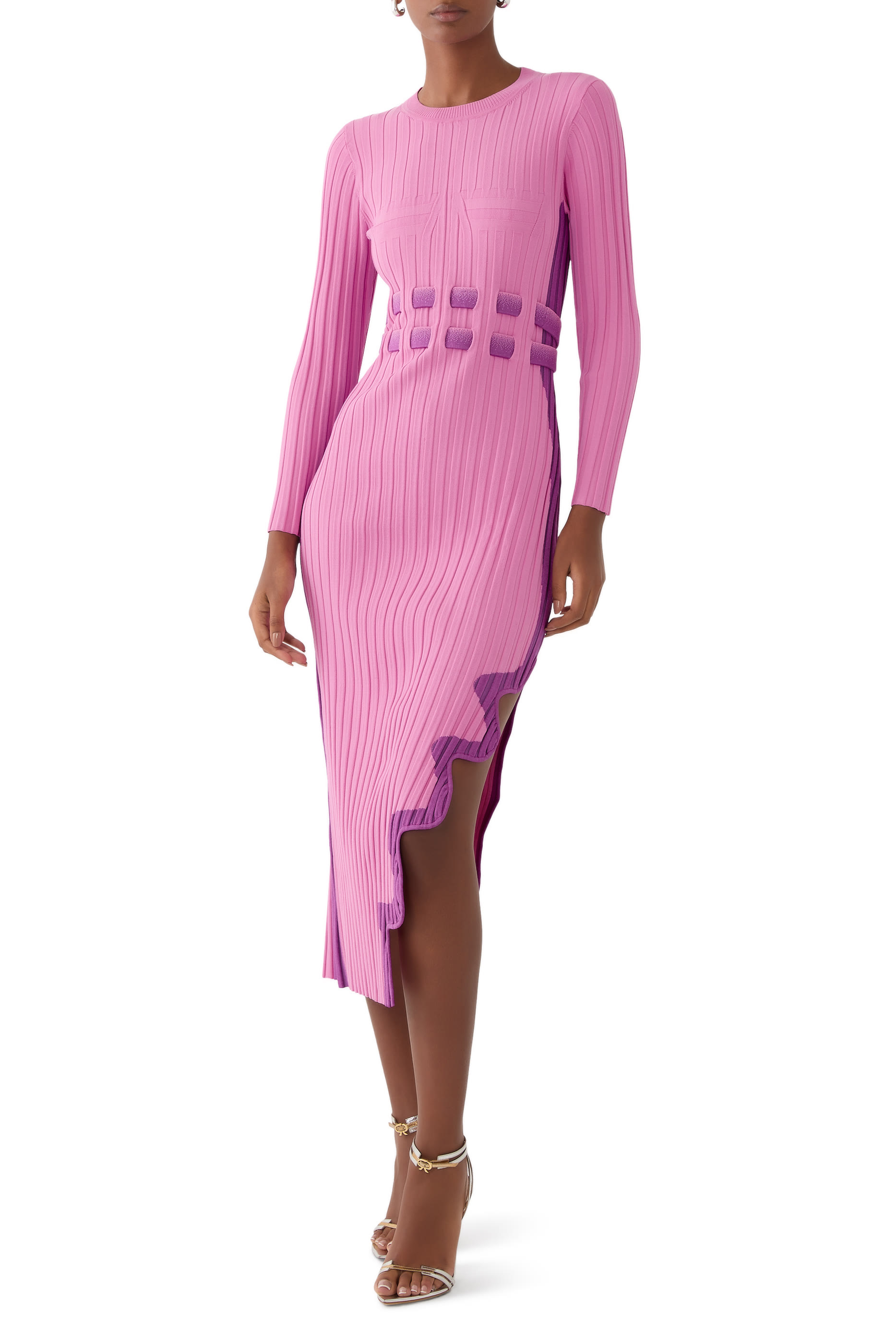 Aster Pleated Dress with Wavy Slit