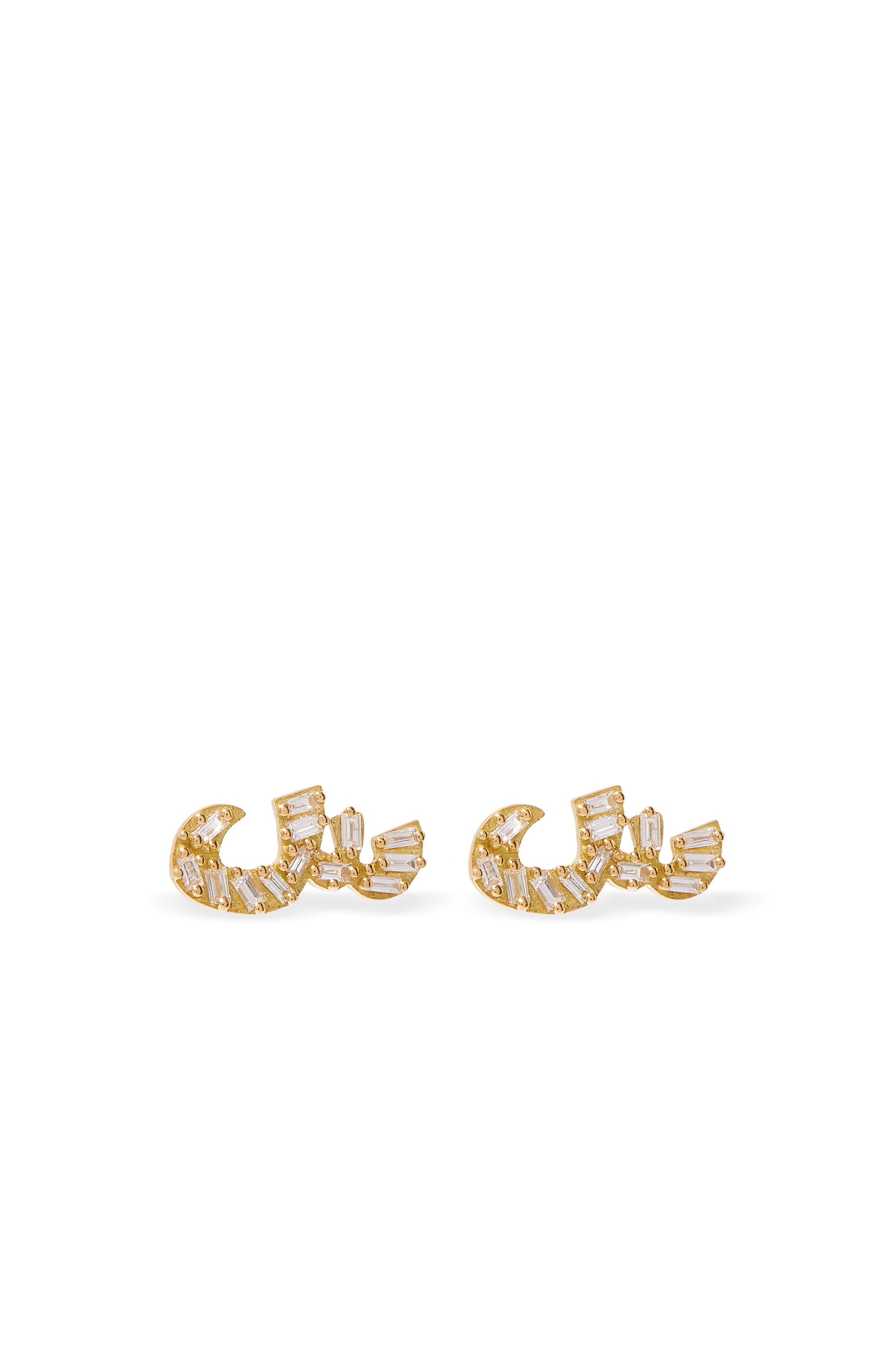 Letter Seen Earrings, 18k Yellow Gold & Diamonds