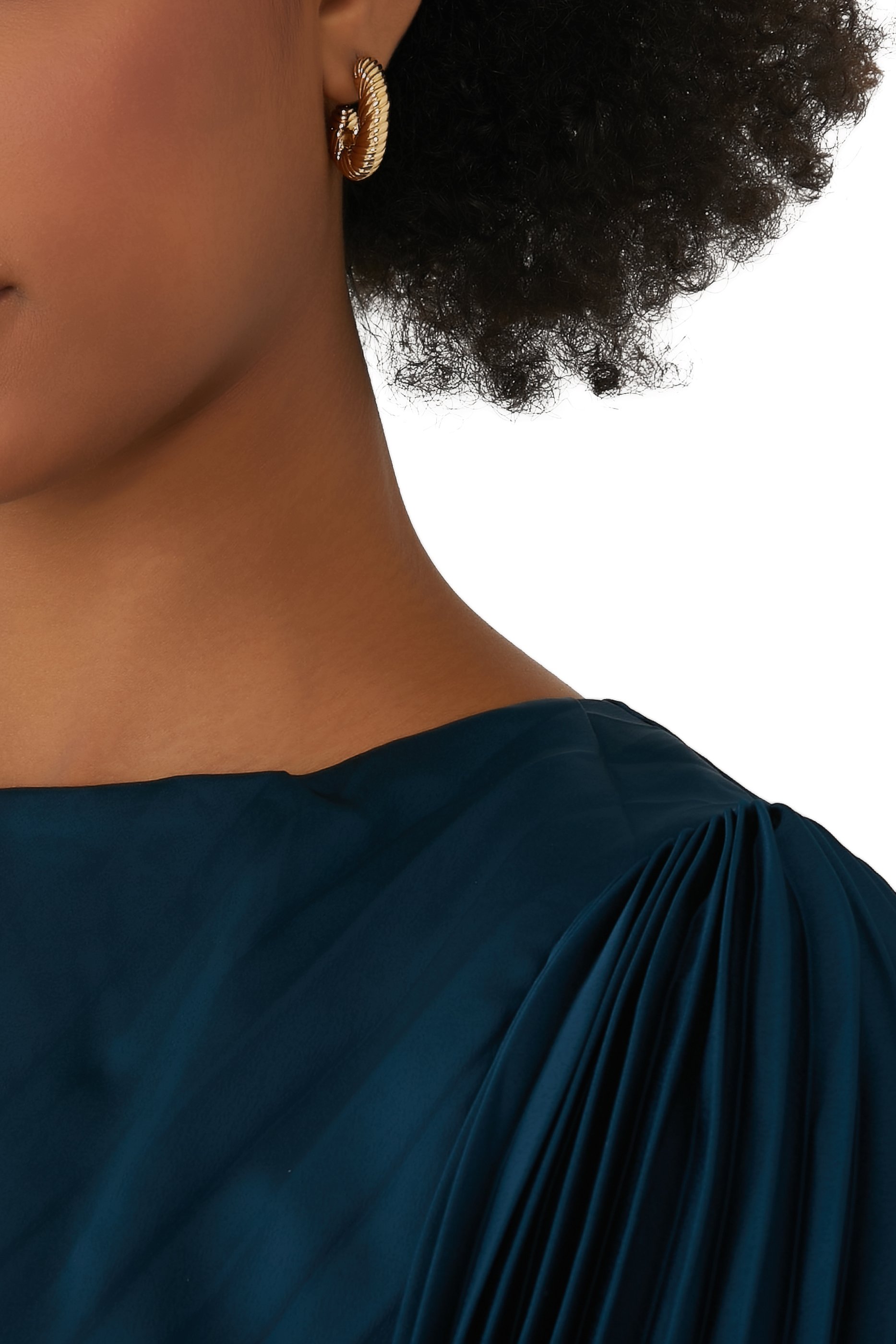 Wavy Ridge Twisted Chubby Hoop Earrings, 18k Gold-Plated Brass