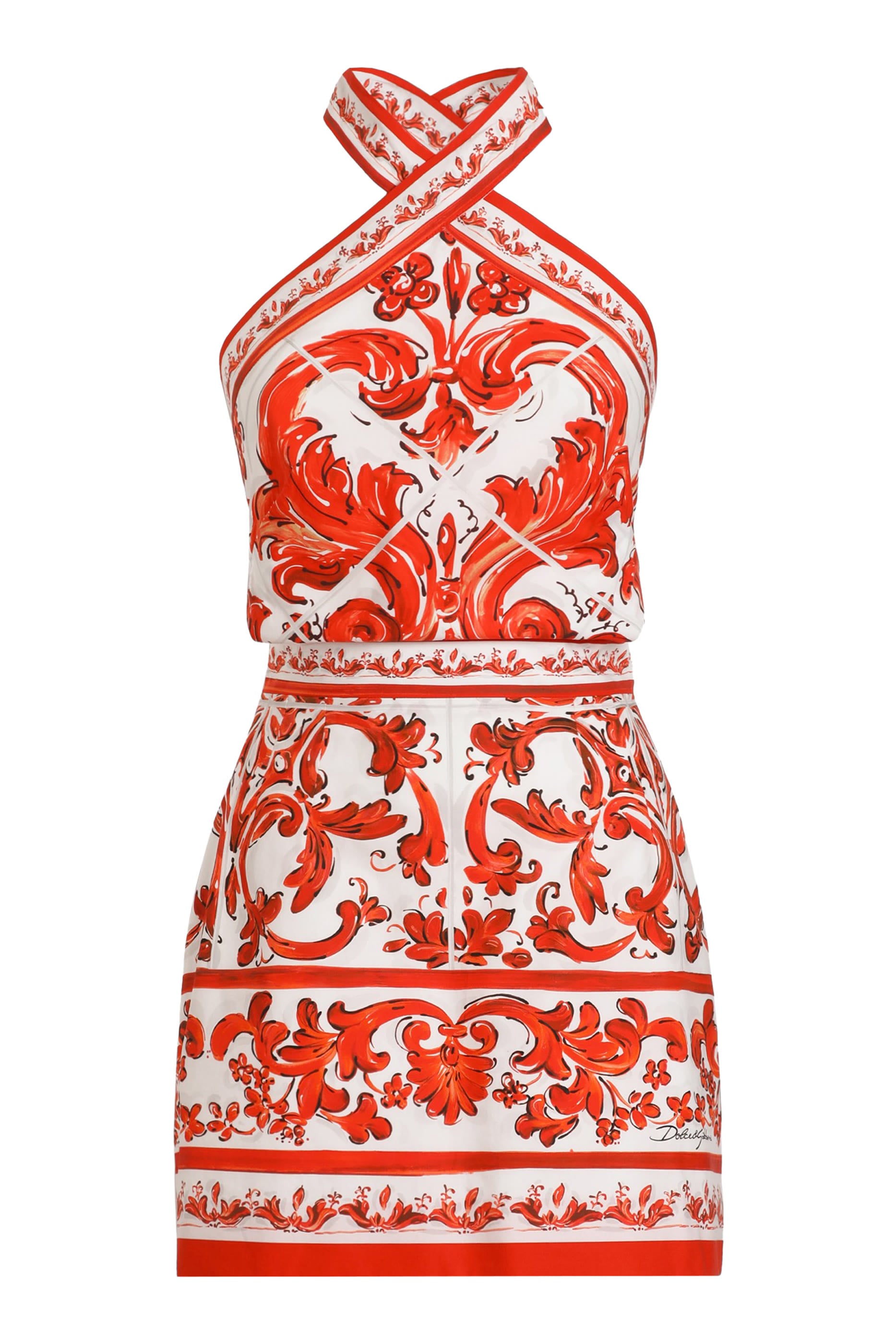 Majolica-Print Poplin Dress