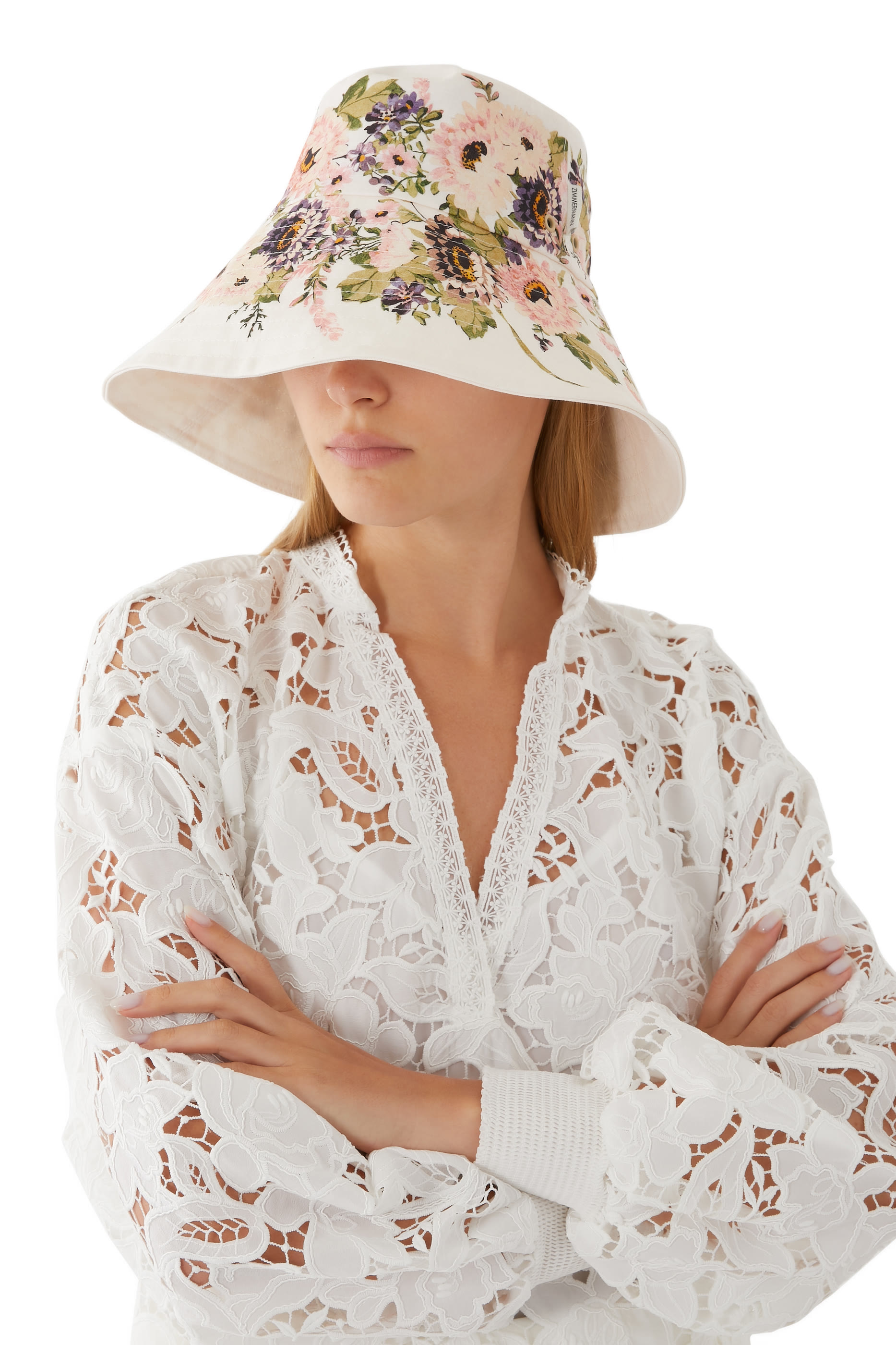 Printed Long Brim Bucket Hat