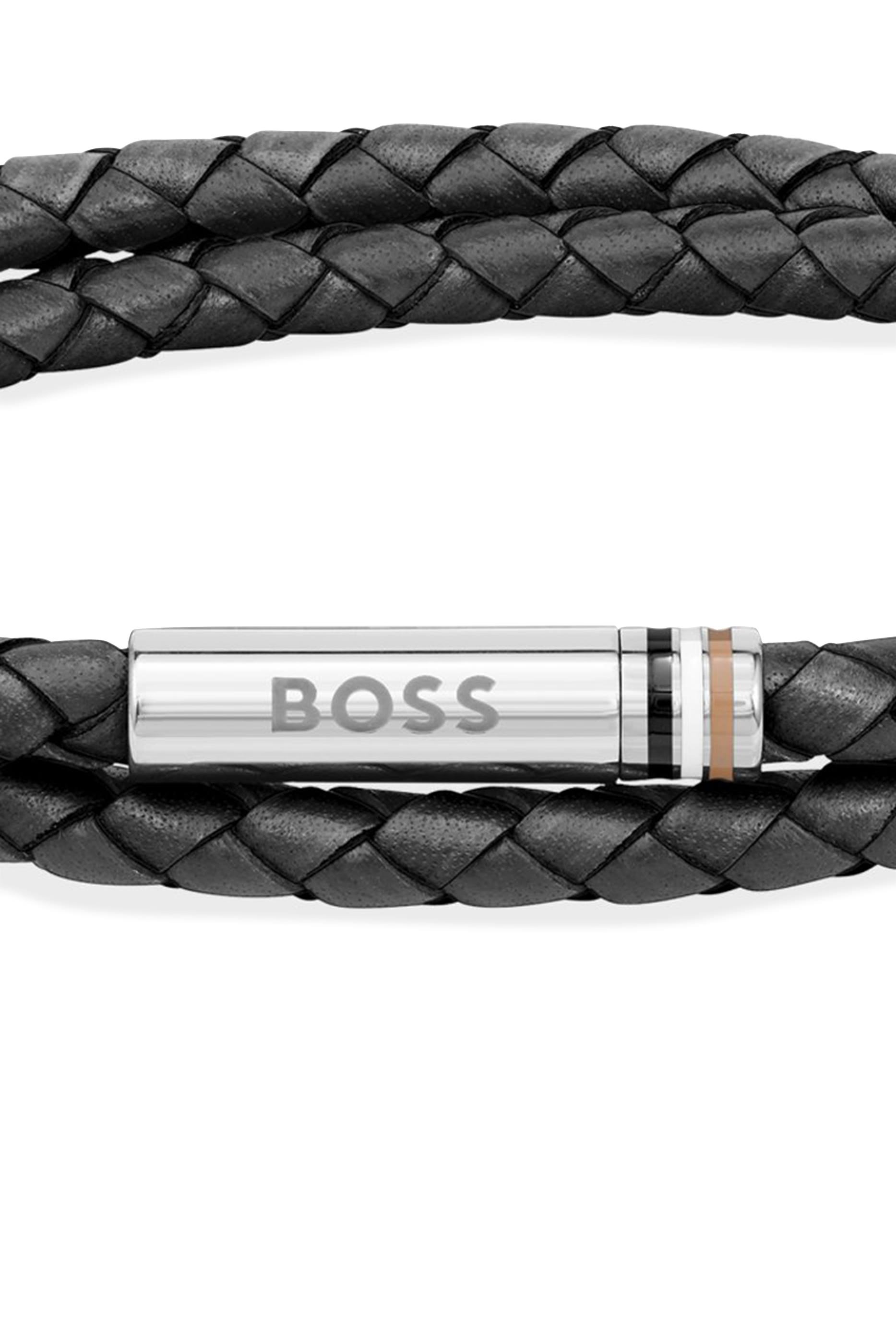 Ares Double-Wrap Cuff, Leather & Stainless Steel