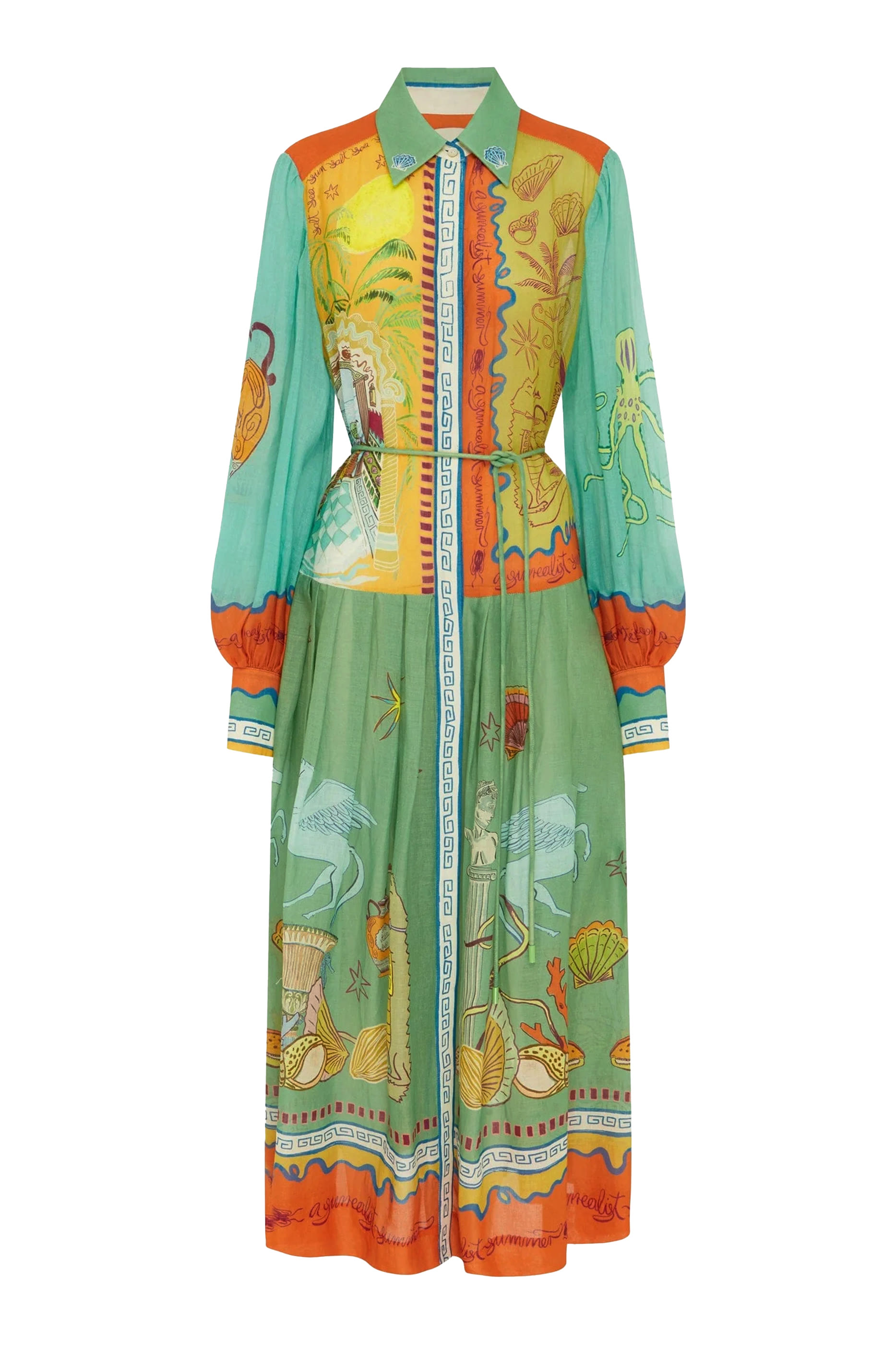 Surrealist Summer Ramie Shirtdress