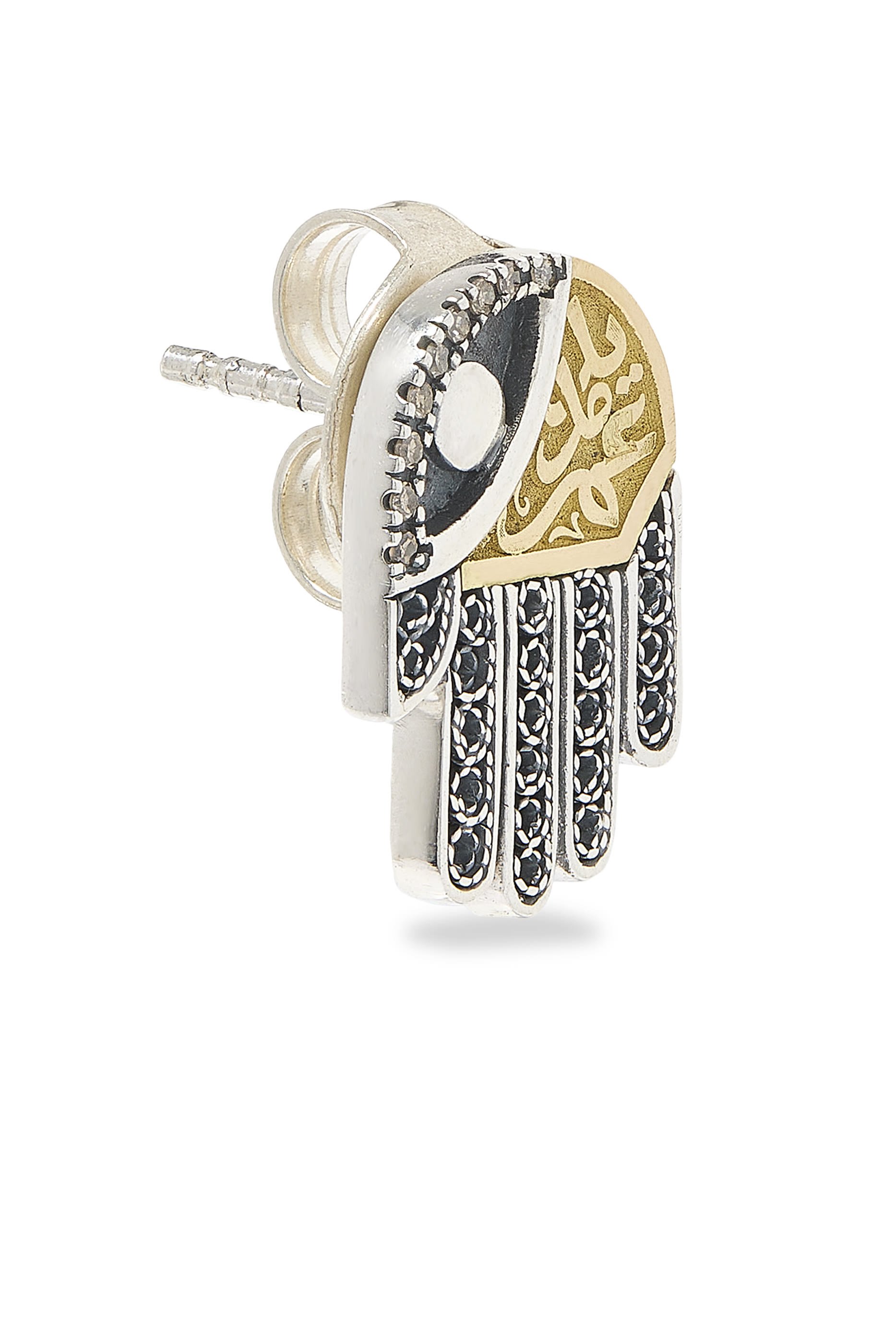 Filigree Kaf Earrings, 18K Gold with Sterling Silver & Champagne Diamonds