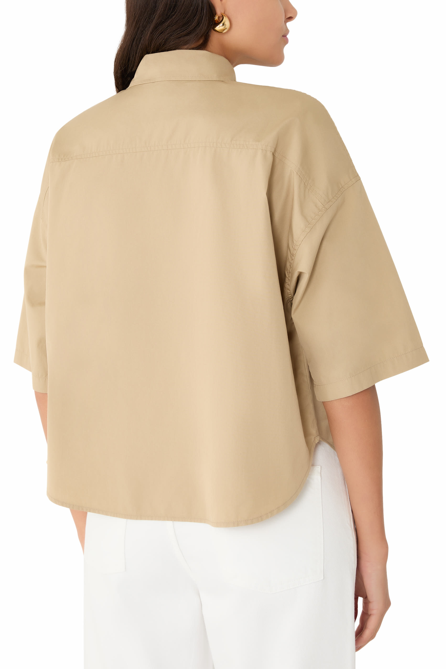 Frances Cropped Cape Button Up Shirt
