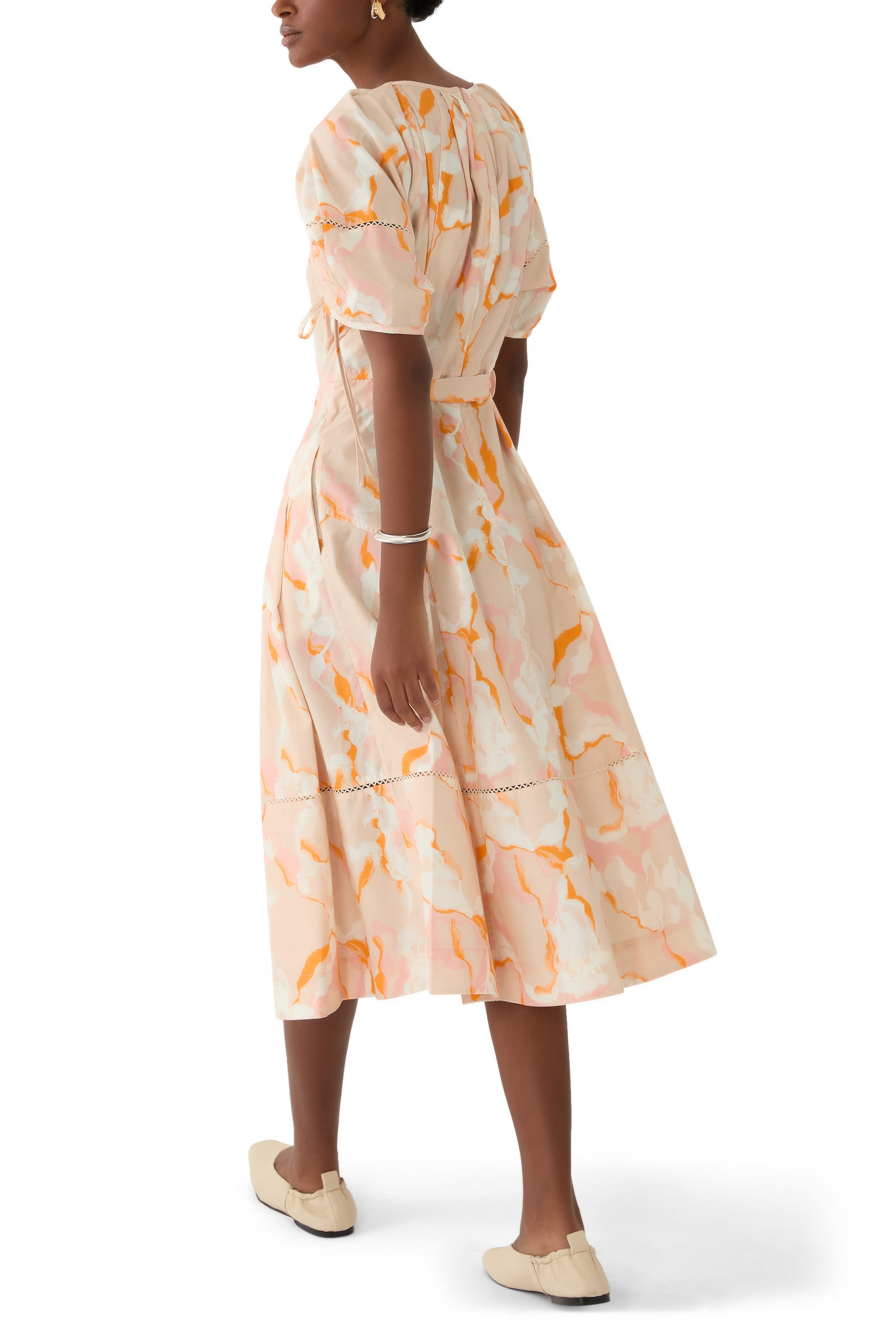 Abstract Vines Gathered Sleeve Dress