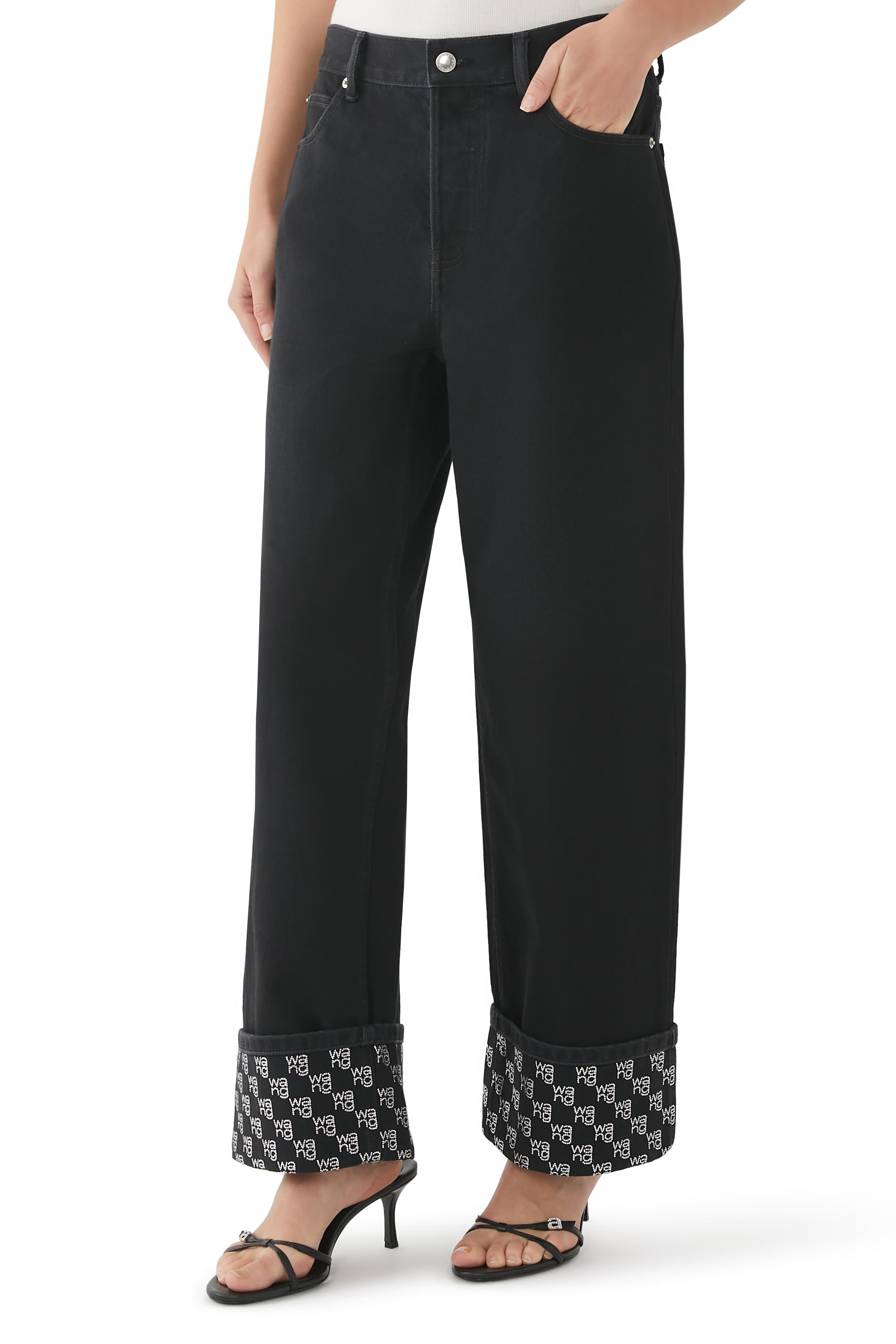 Crystal Cuff Straight Jeans