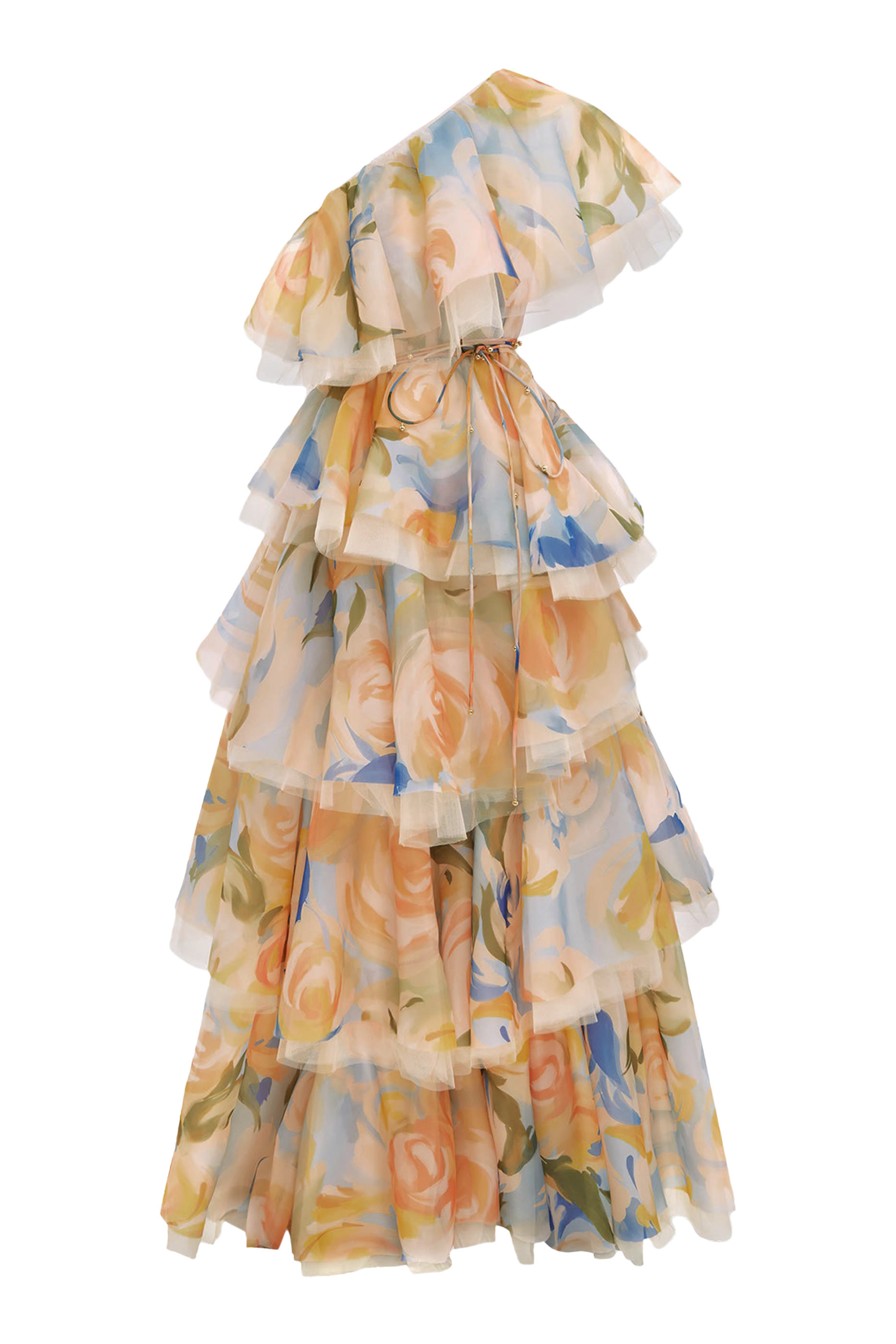 Paloma One Shoulder Ruffled Gown