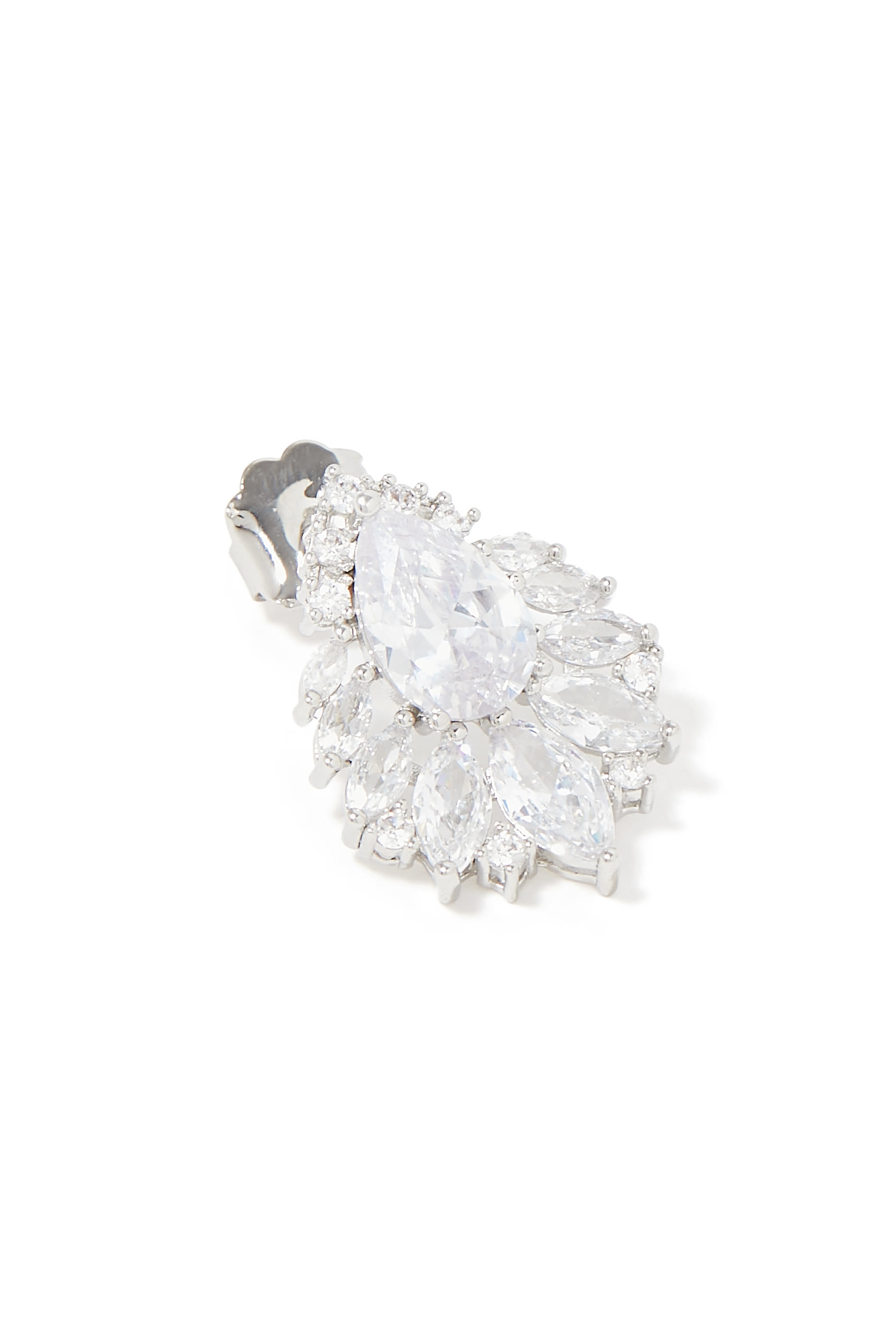 Pear Statement Earrings, Rhodium-Plated Brass & Cubic Zirconia