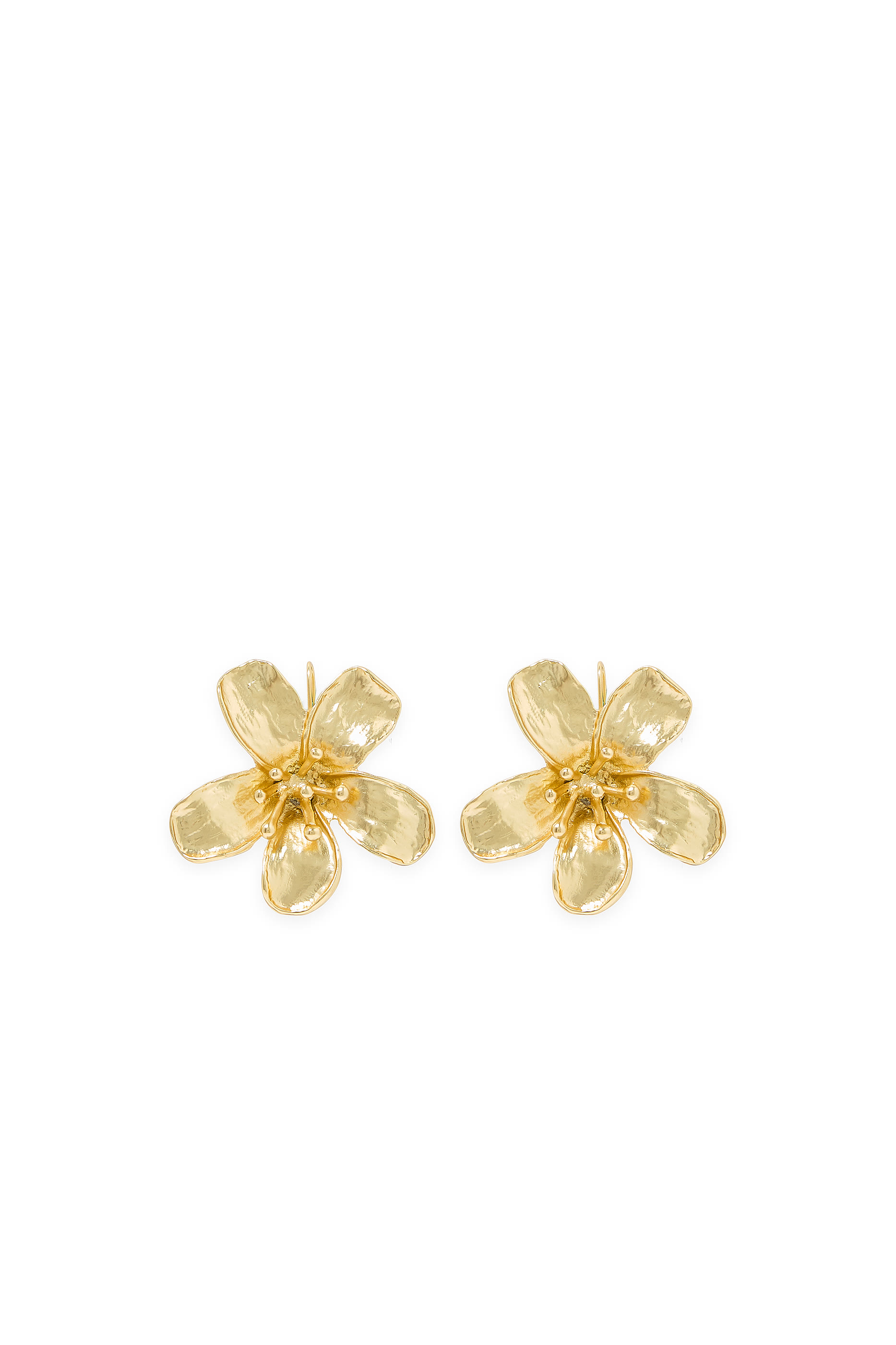 Tina Flower Drop Earrings, 14K Yellow Gold Plating