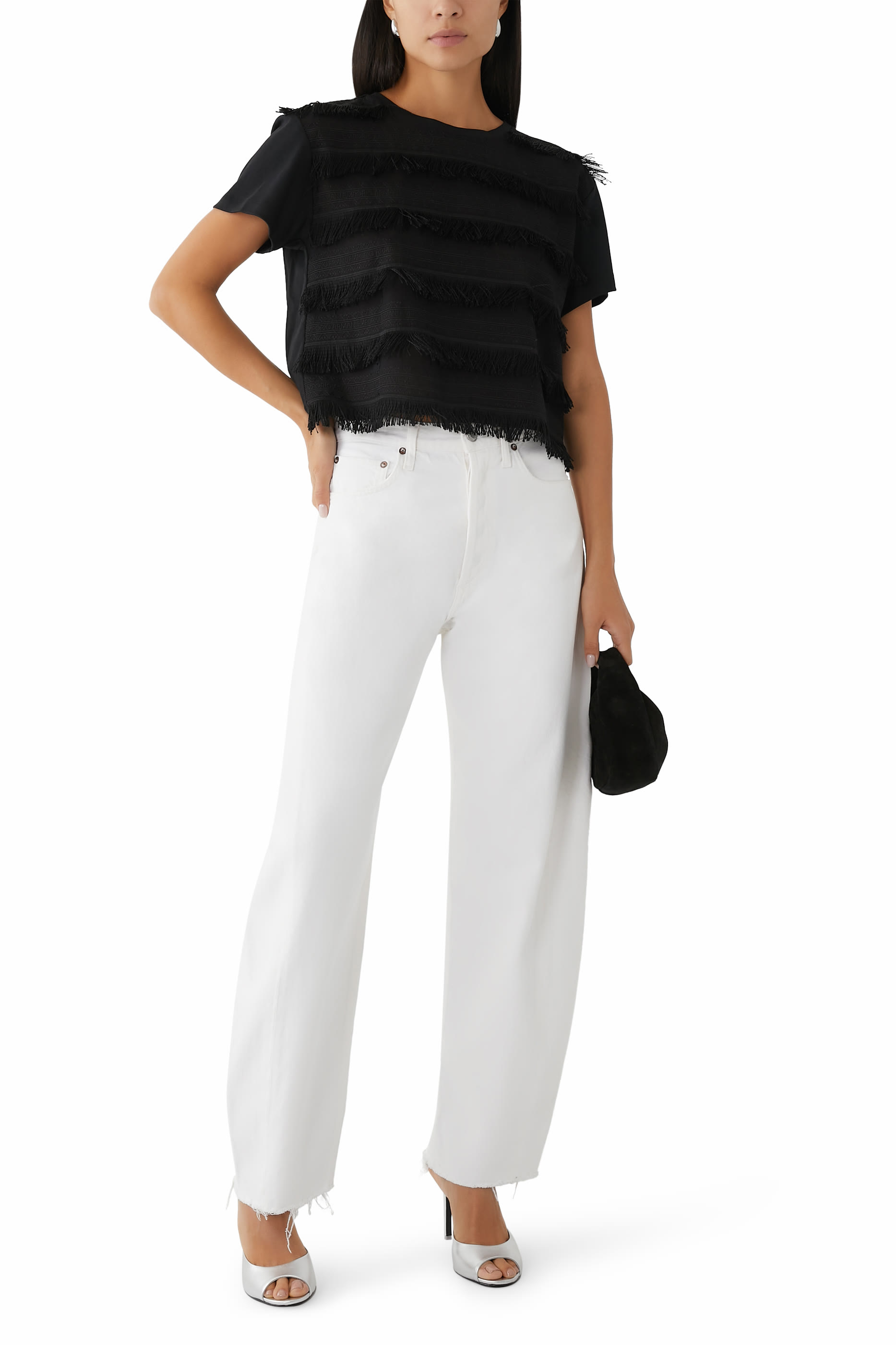 Supima Interlock Jersey Fringed T-Shirt