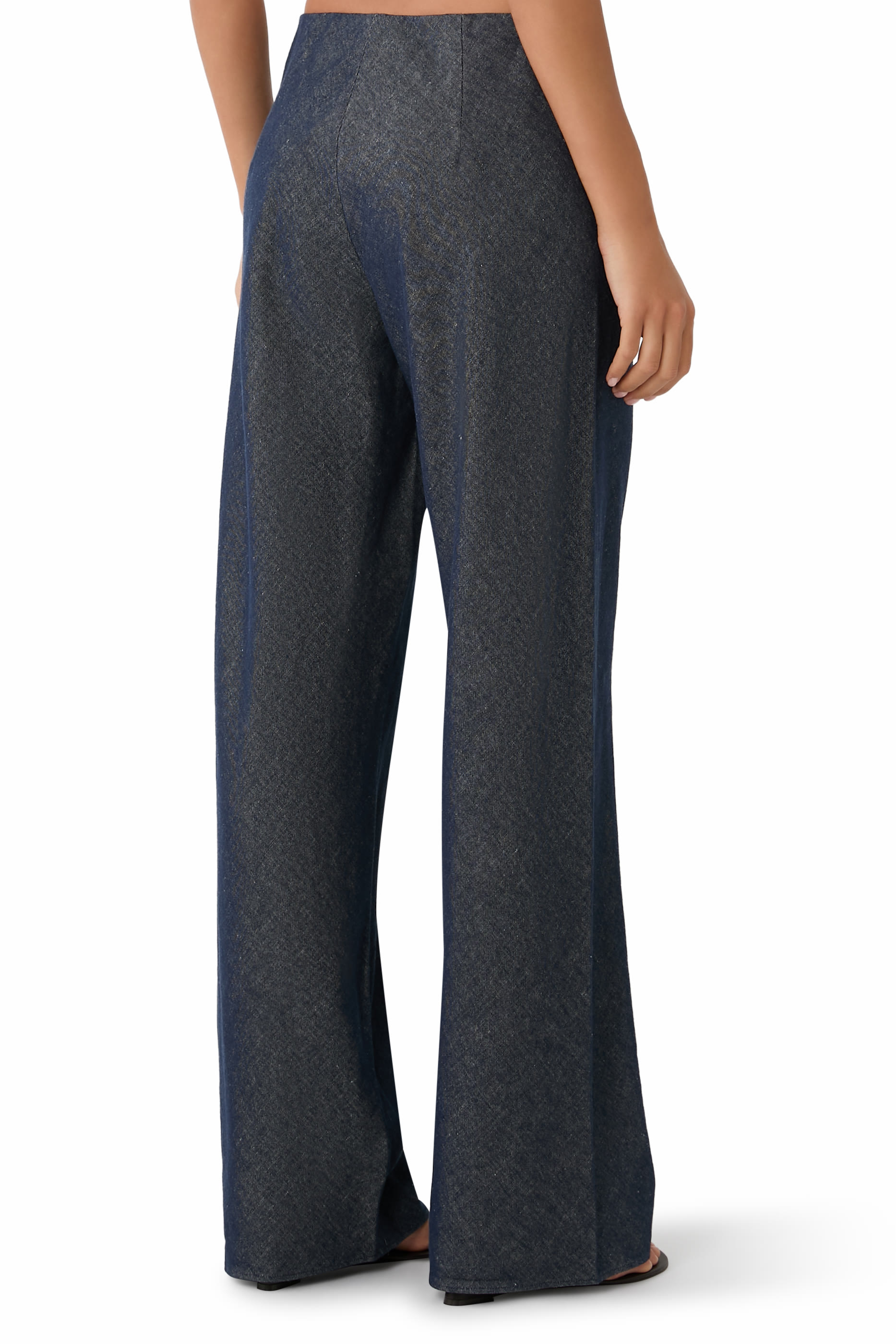  Colette High-Rise Cotton-Linen Chambray Bias Pants 