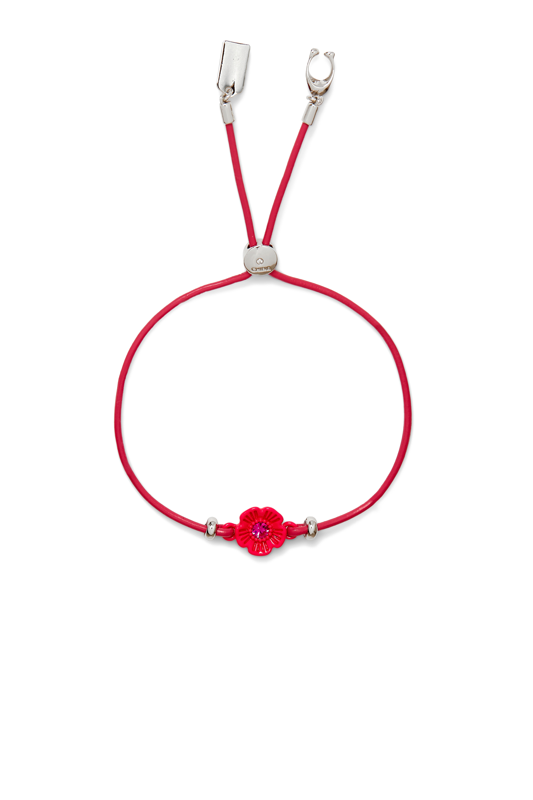 Signature Tea Rose Leather Slider Bracelet