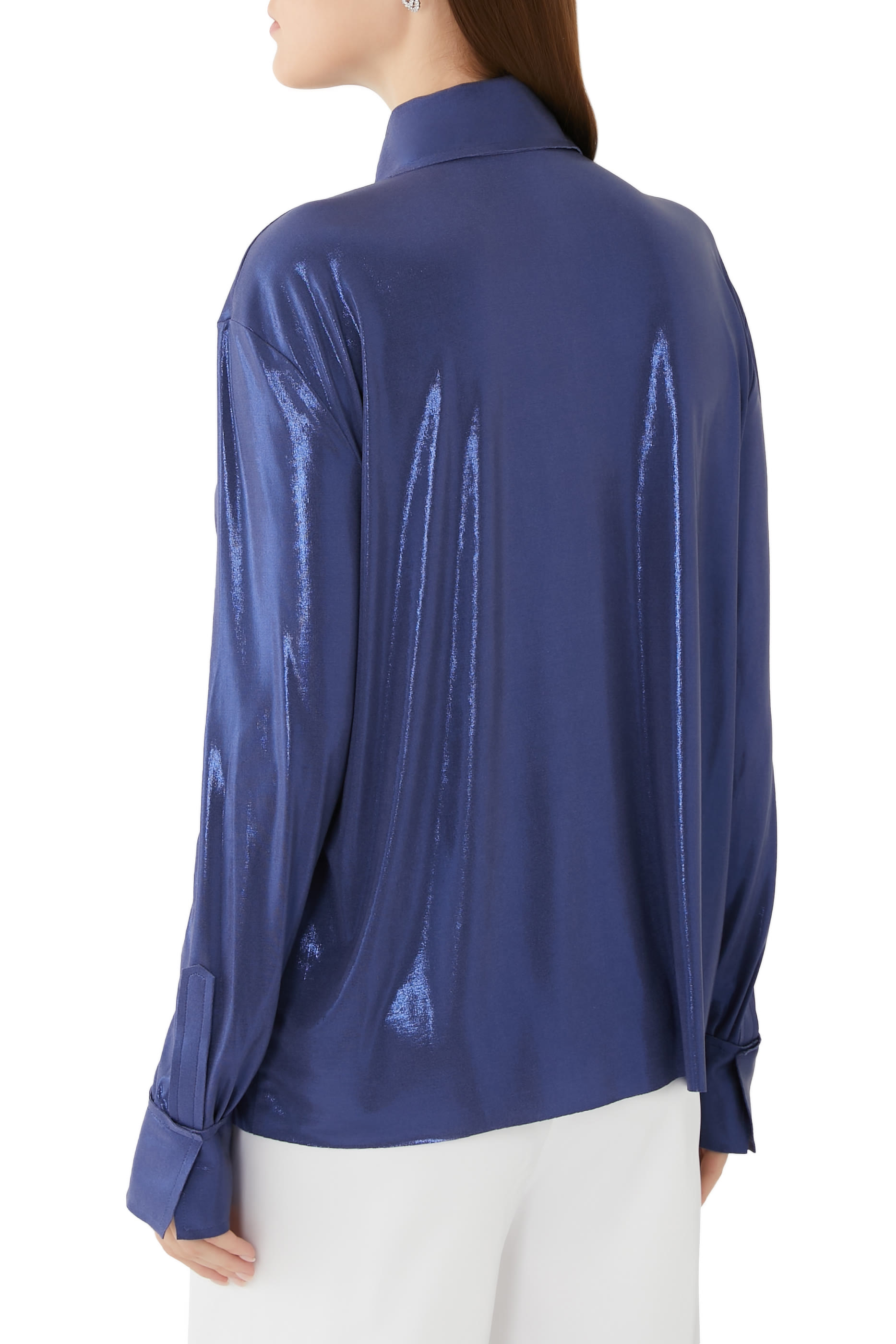 NK Metallic Shirt with Collar Stand