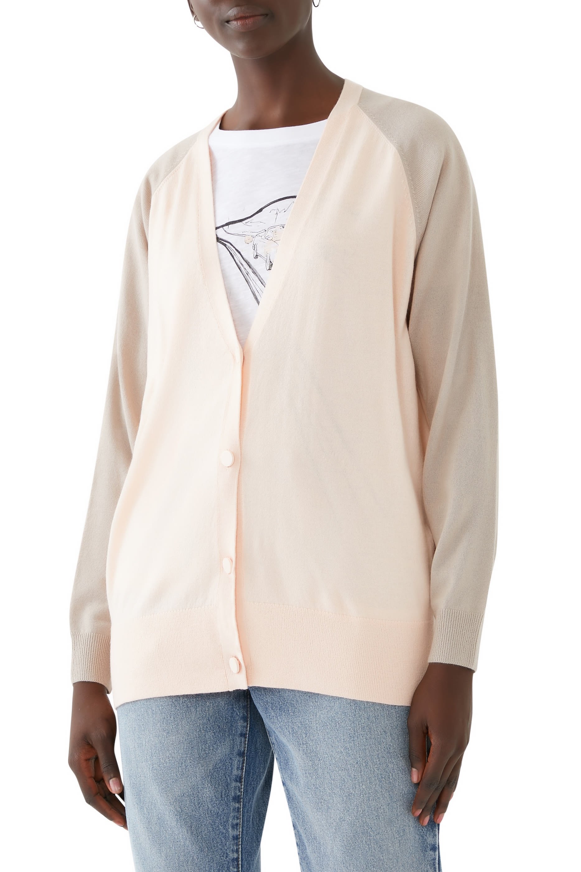 Two-Tone Knit Cardigan