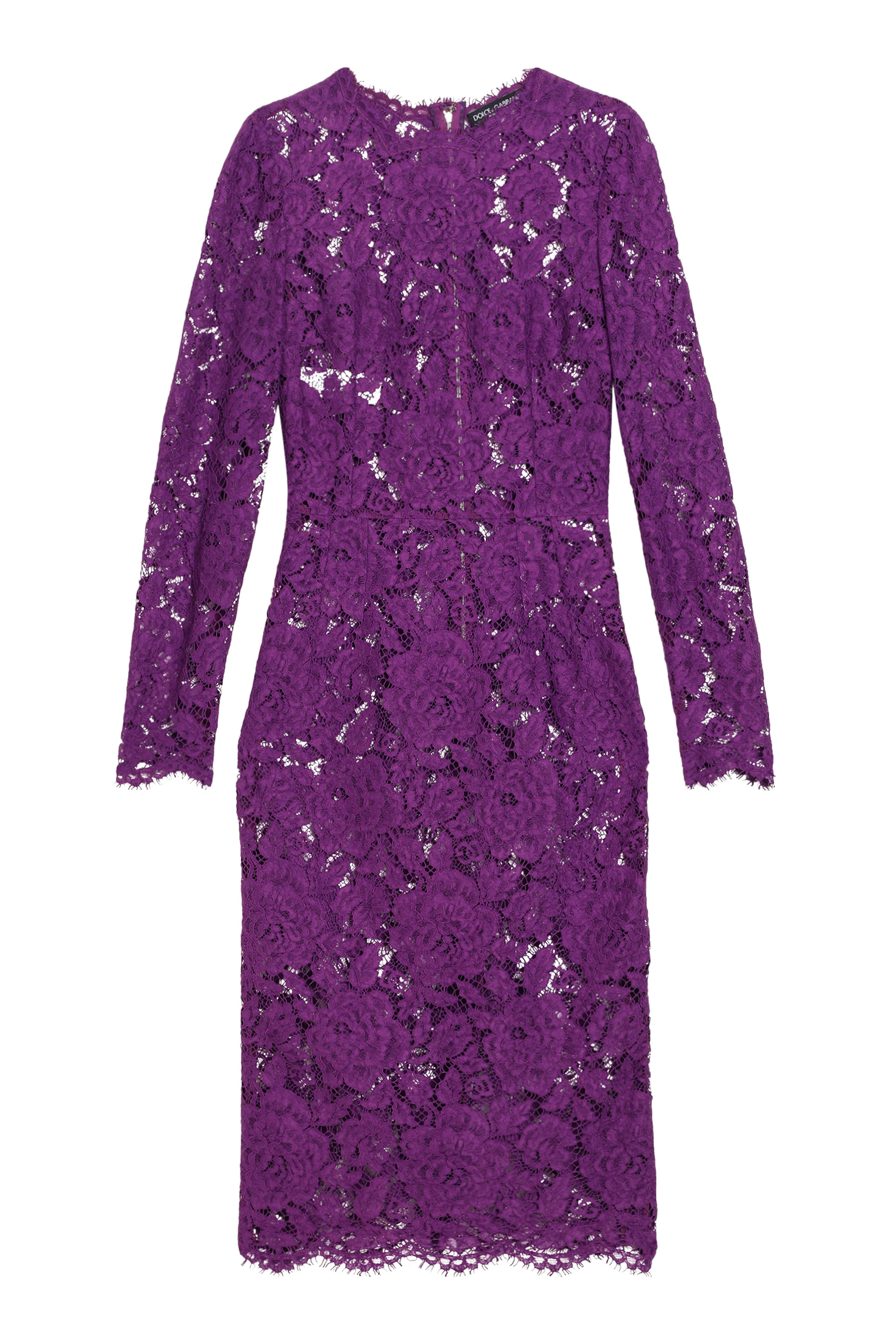 Calf-Length Sheath Dress in Floral Cordonetto Lace