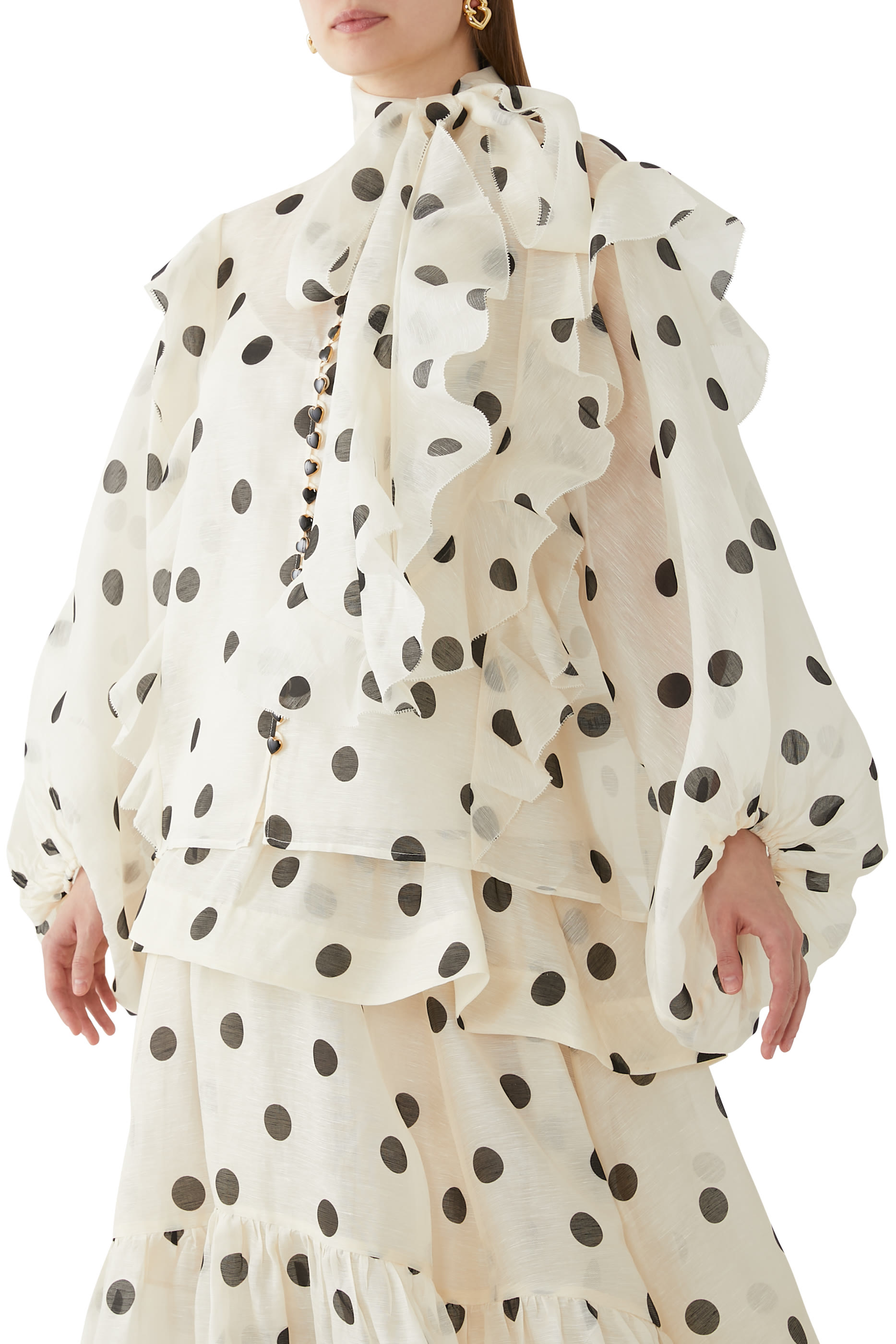 Crush Tie Neck Ruffle Blouse