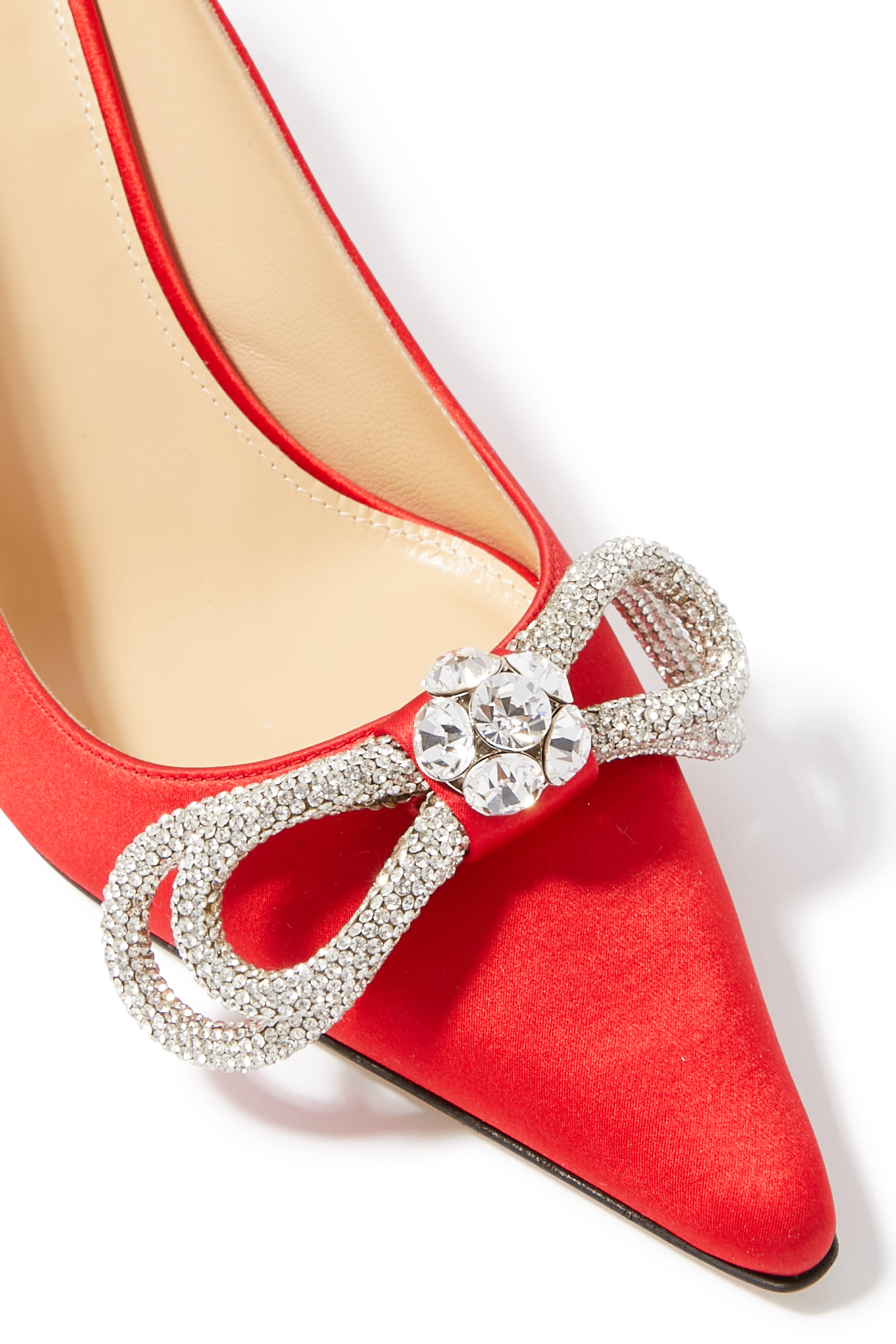 Double Bow 85 Satin Pumps