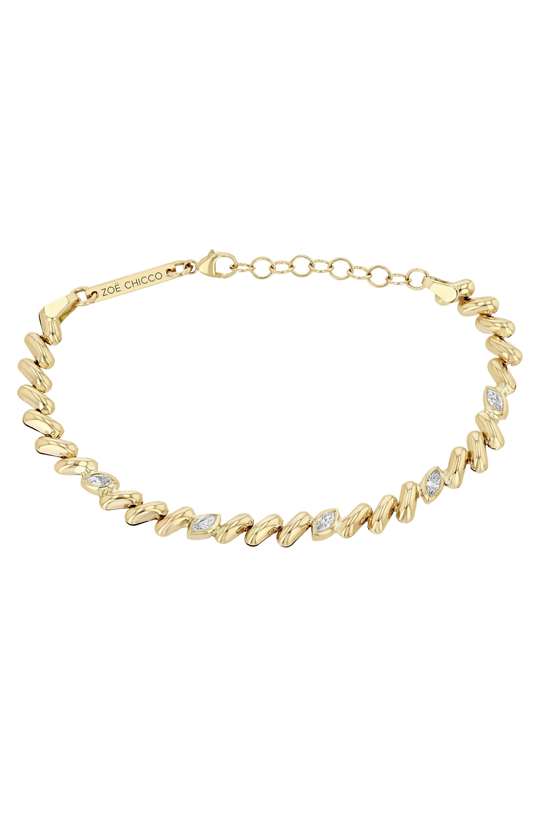 San Marco Chain Bracelet, 14K Yellow Gold & Diamonds