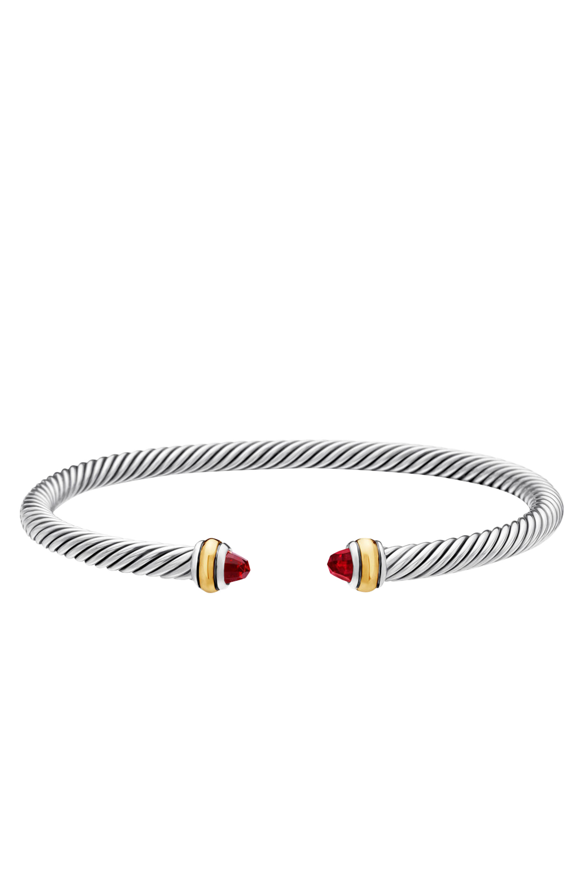 Classic Cable Bracelet, , 18k Yellow Gold with Sterling Silver & Garnets