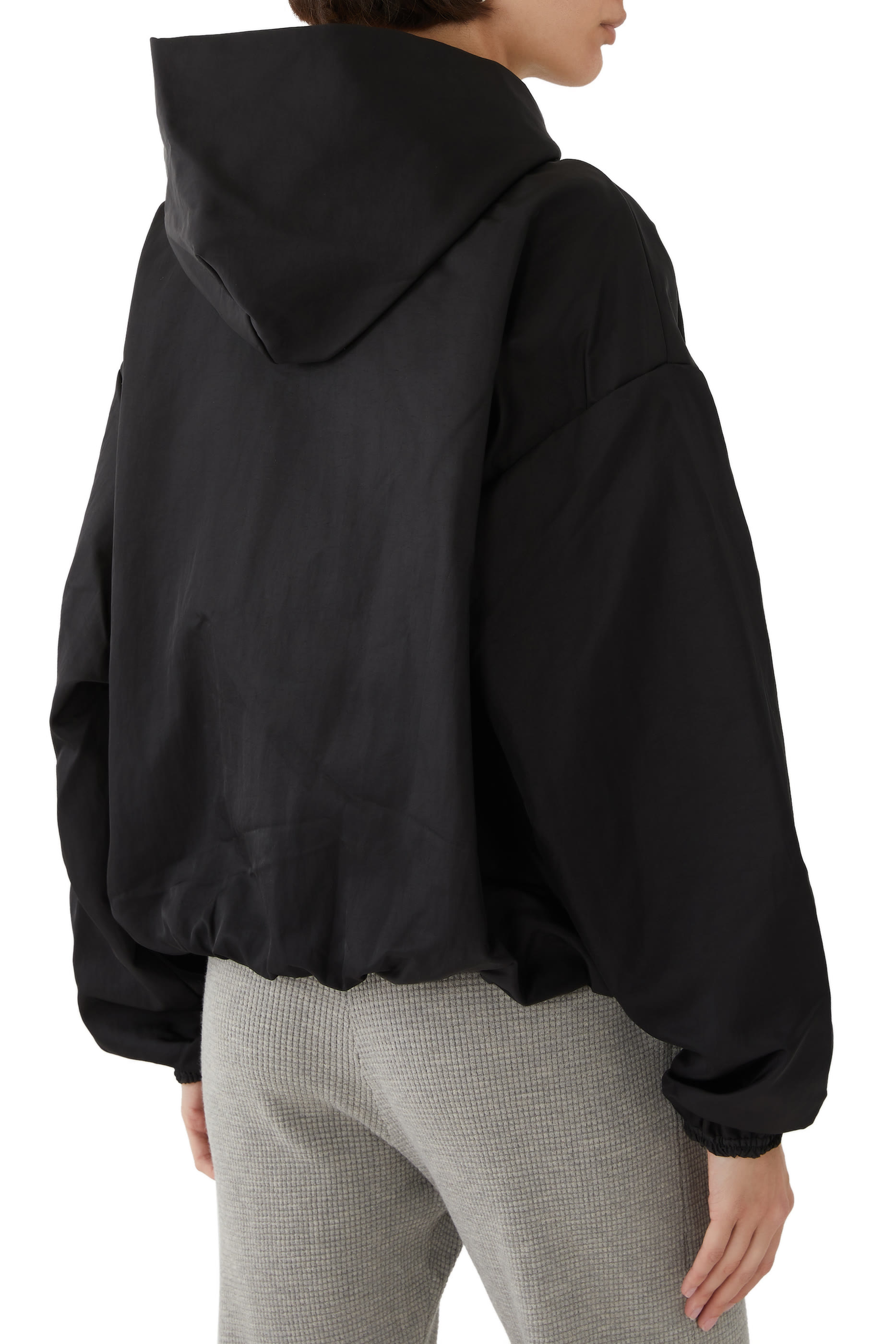 Textured Nylon Hooded Bomber