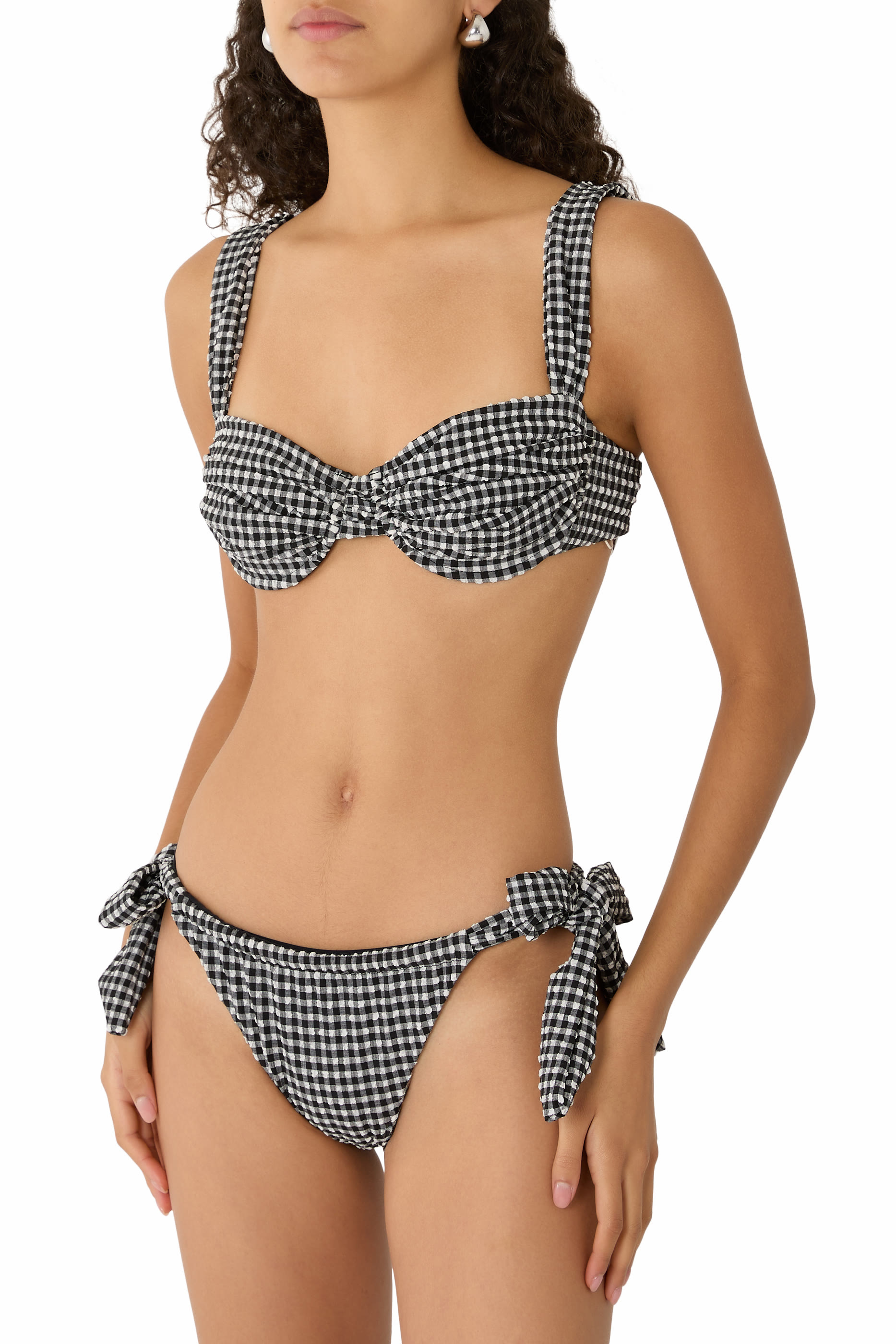 Costa Seersucker Gingham Bikini Top