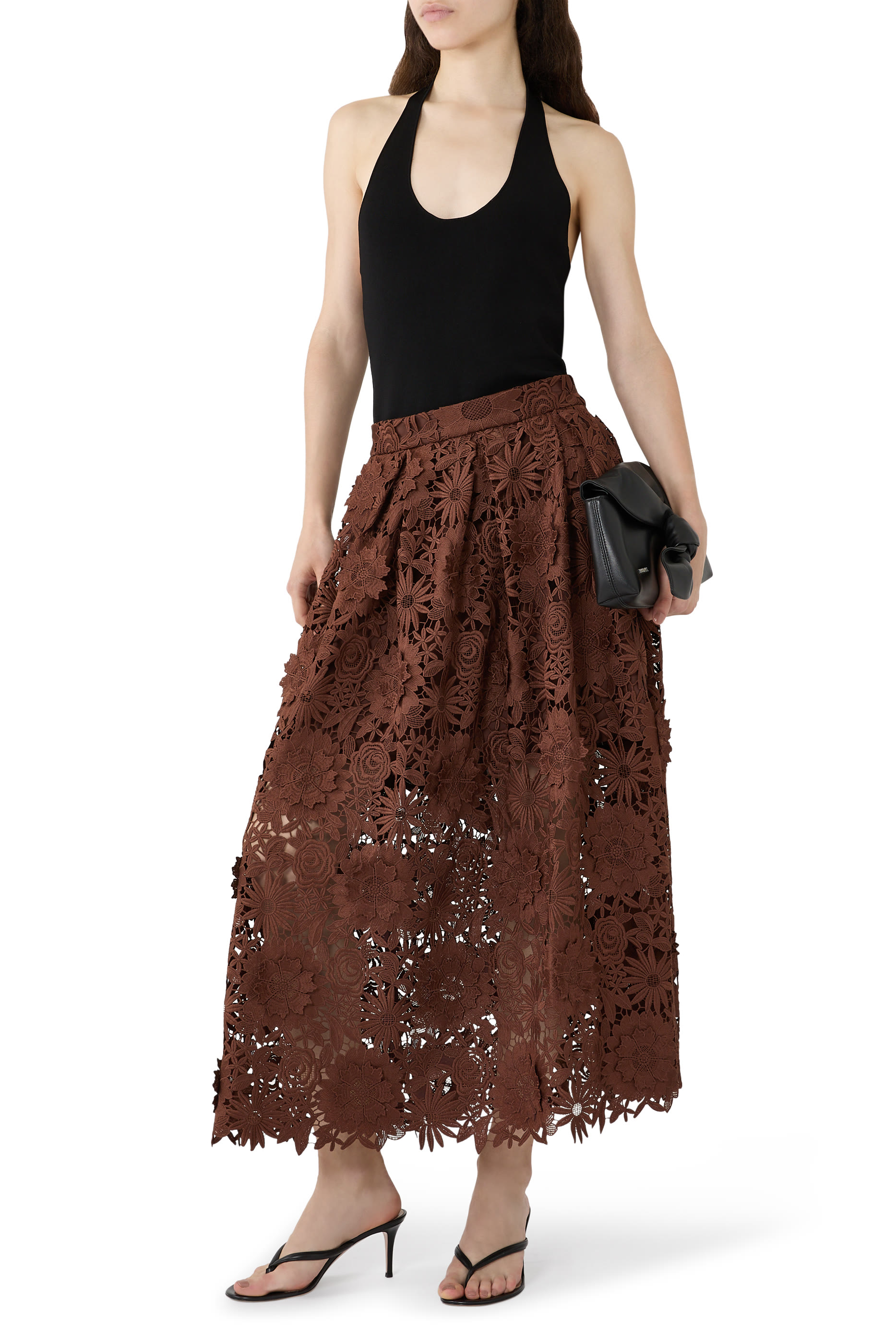 3D Lace Midi Skirt