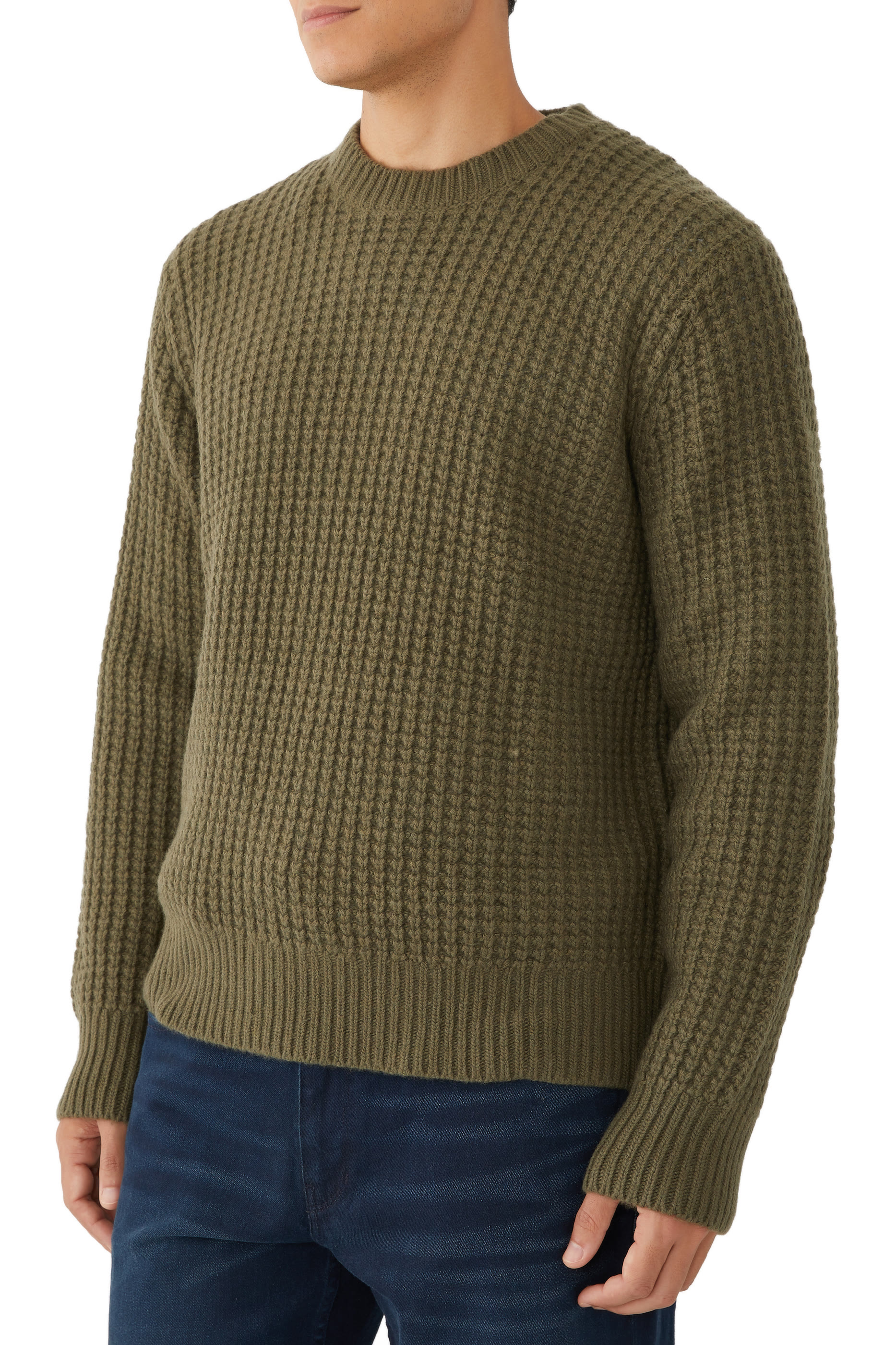 Macro-Waffle Crewneck Sweater