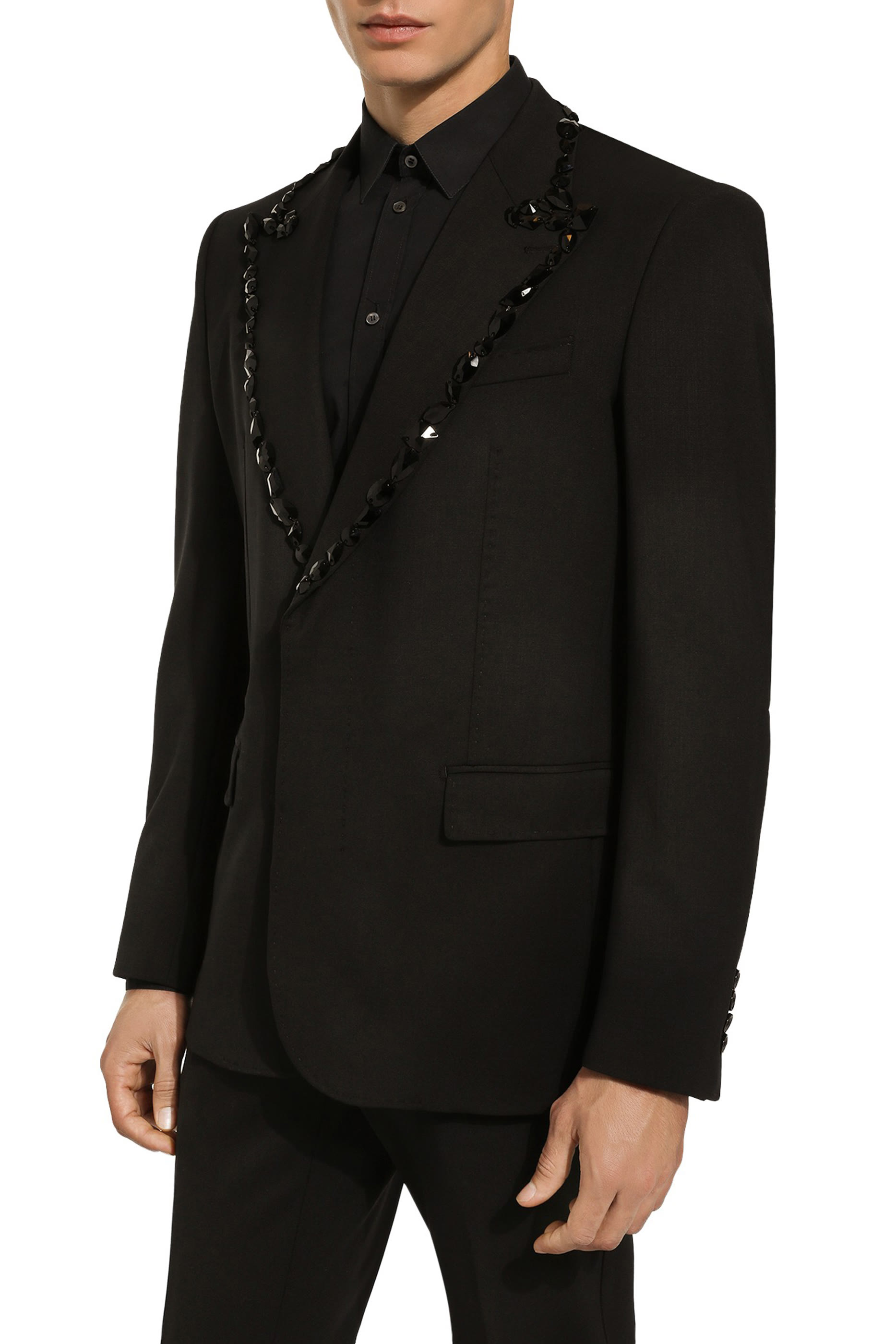 Sicilia Single-Breasted Tuxedo Jacket with Rhinestones