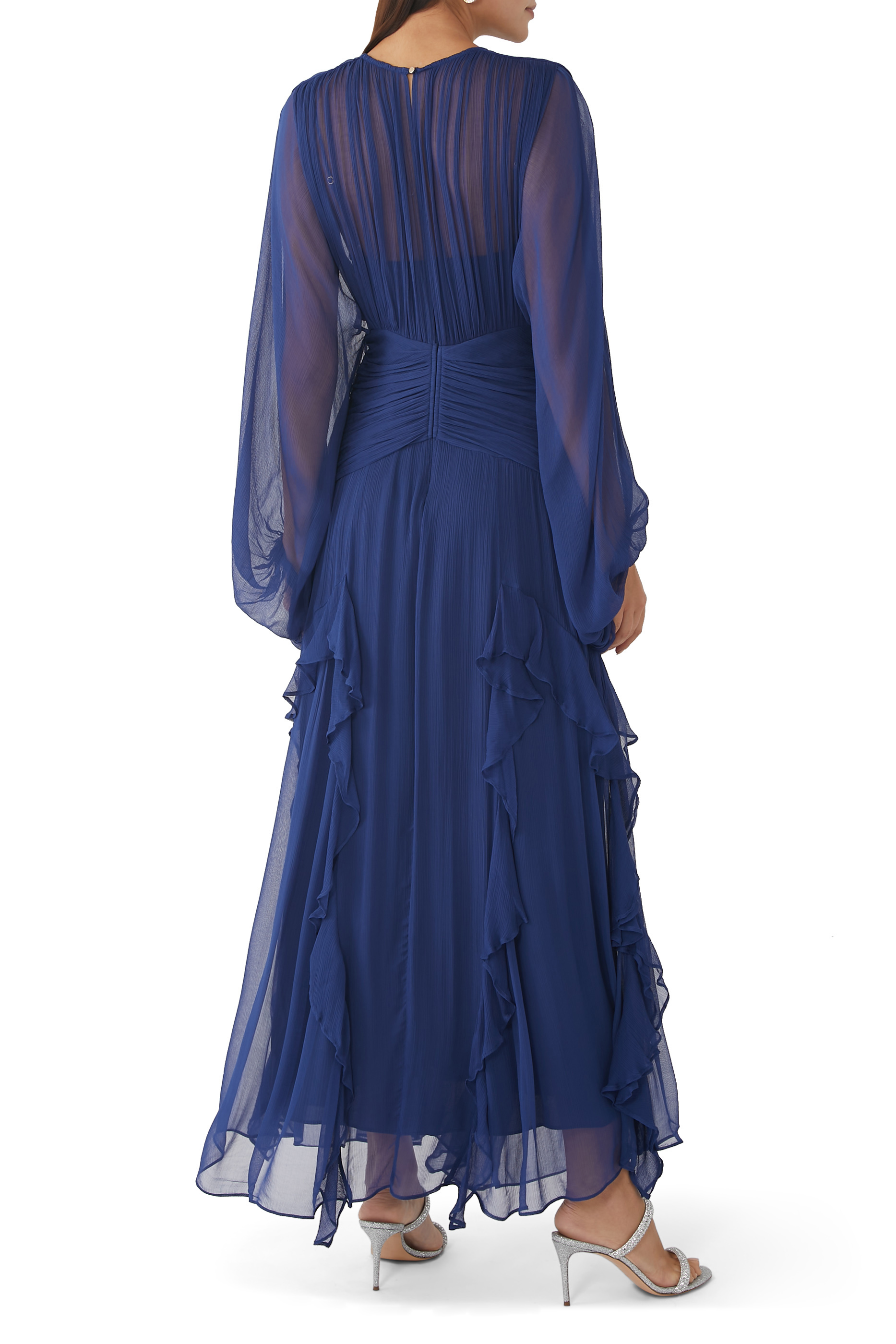 Isola Round Neck Balloon Sleeve Maxi Dress