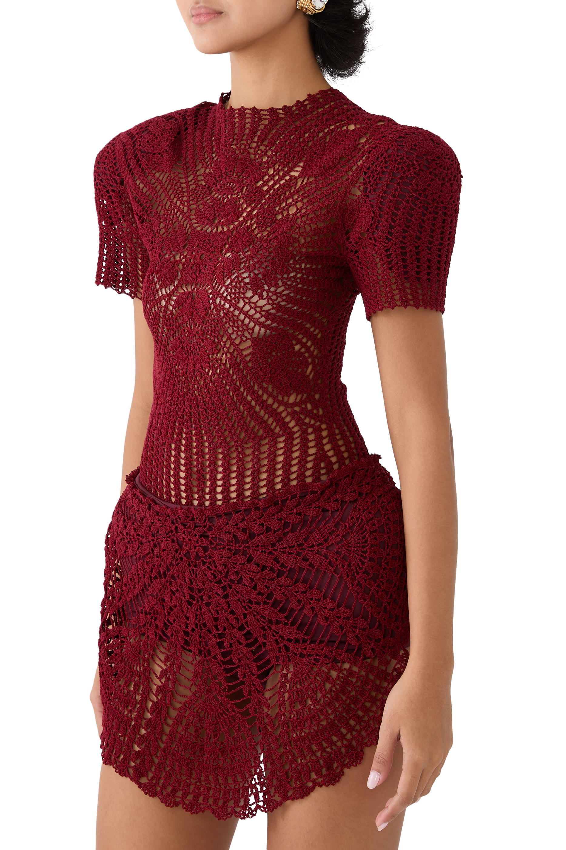 Short Sleeves Crochet Bodysuit