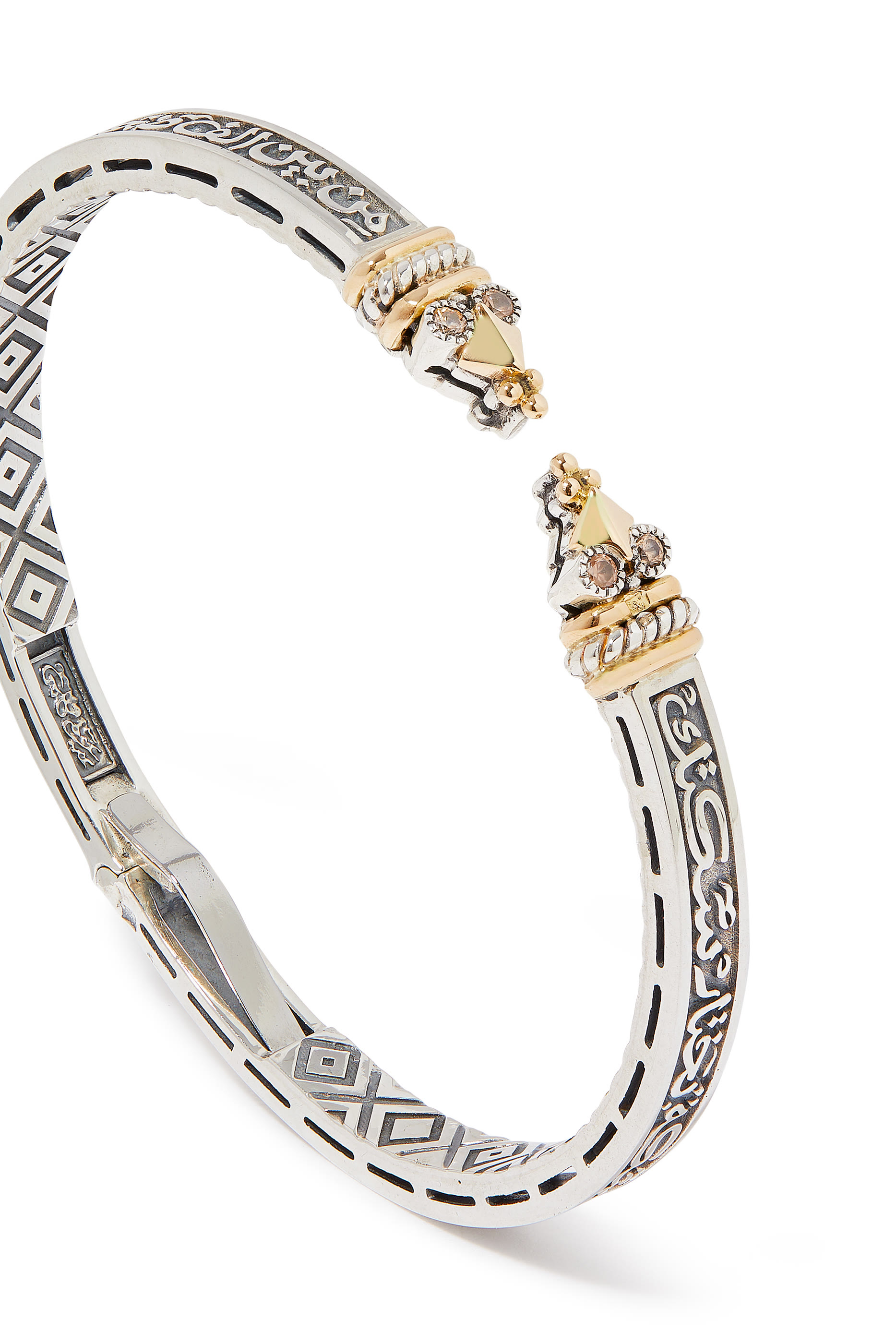 Tribal Calligraphy Bangle, 18K Yellow Gold & Turath Brown Zircon