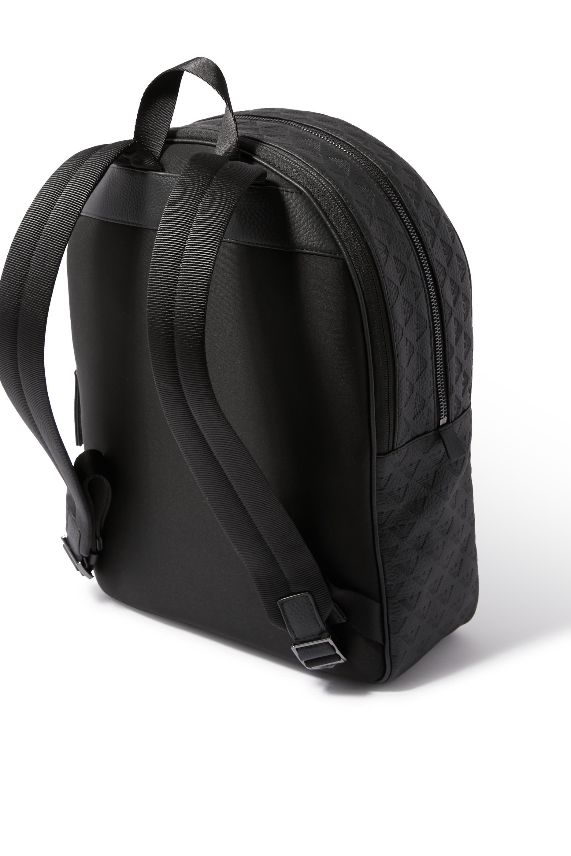 All-Over Eagle Embossed Leather Backpack